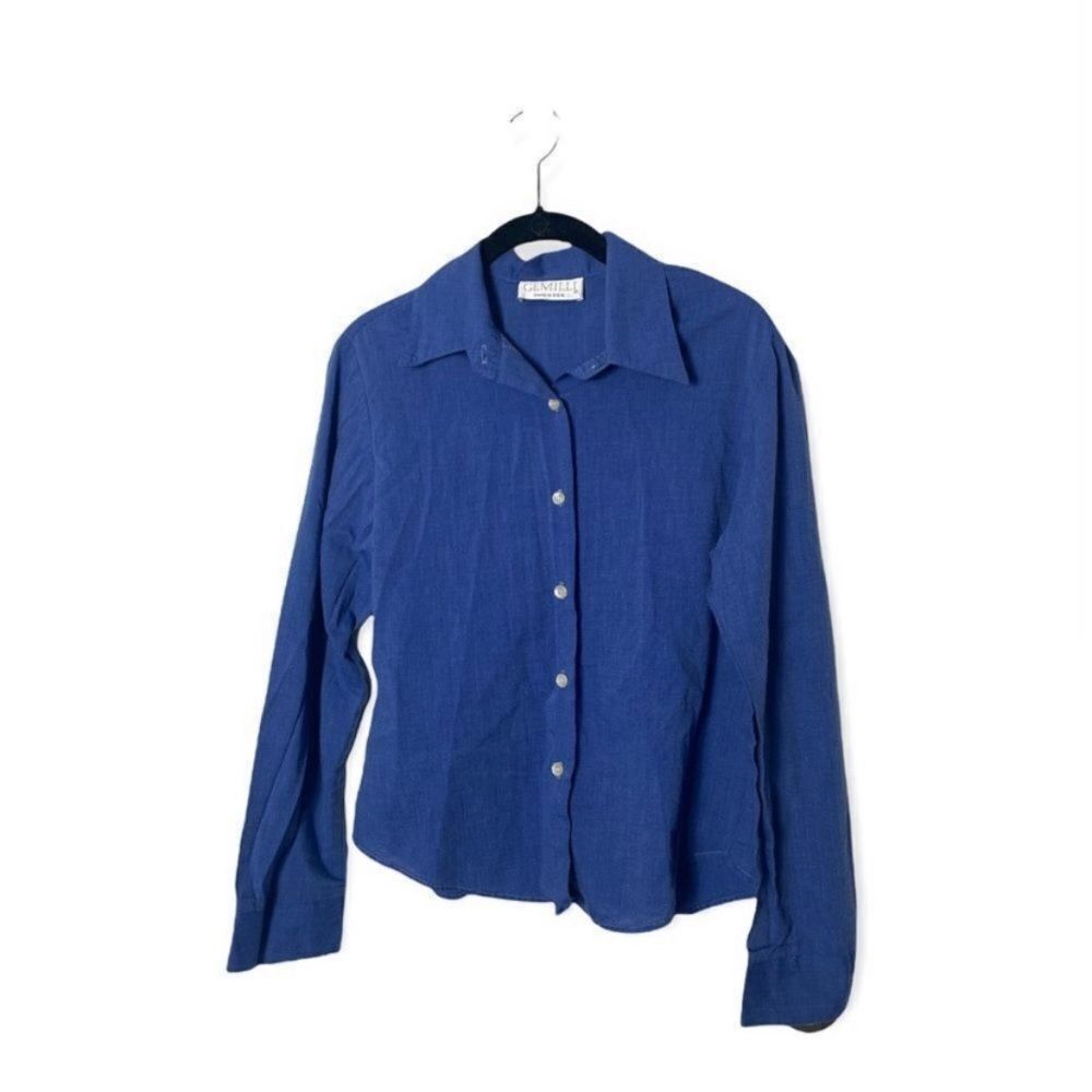 Gemelli Gemilli Medium Blue Button Down Shirt Made in USA Cotton Ble Size M / US 6-8 / IT 42-44 - 2 Thumbnail