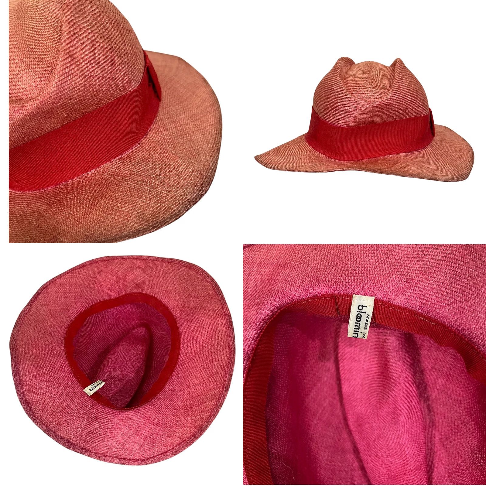 Bloomingdale's VINTAGE Bloomingdale’s Hat Women’s Pink Straw Made In Italy Lightweight Sun Hat One Size Size ONE SIZE - 8 Thumbnail