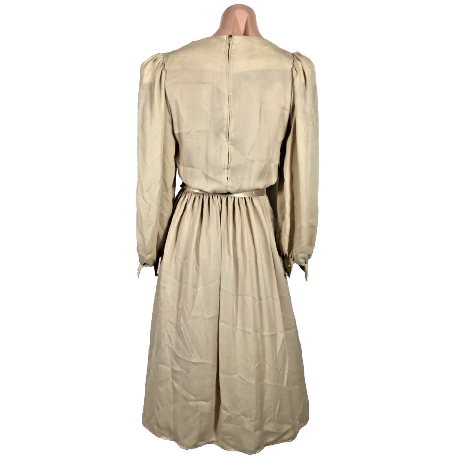 VINTAGE Donna Morgan Dress Prairie 6 Beige Embroidered 1980s Bohemian  Workwear USA ILGWU 1970s-1980s