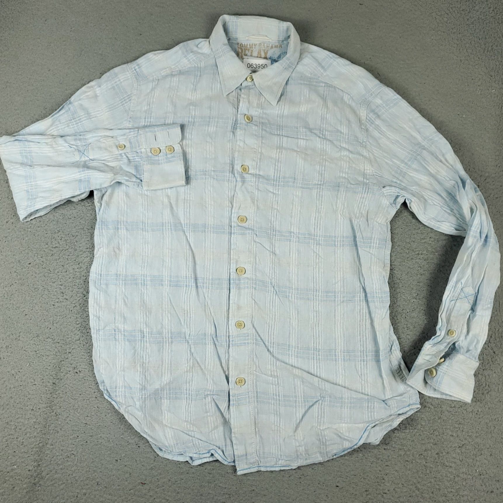 Tommy Bahama Tommy Bahama Relaxed Fit Button-Up Shirt Mens Medium Blue Linen Plaid Long Sleeve Casual Size US M / EU 48-50 / 2 - 2 Thumbnail
