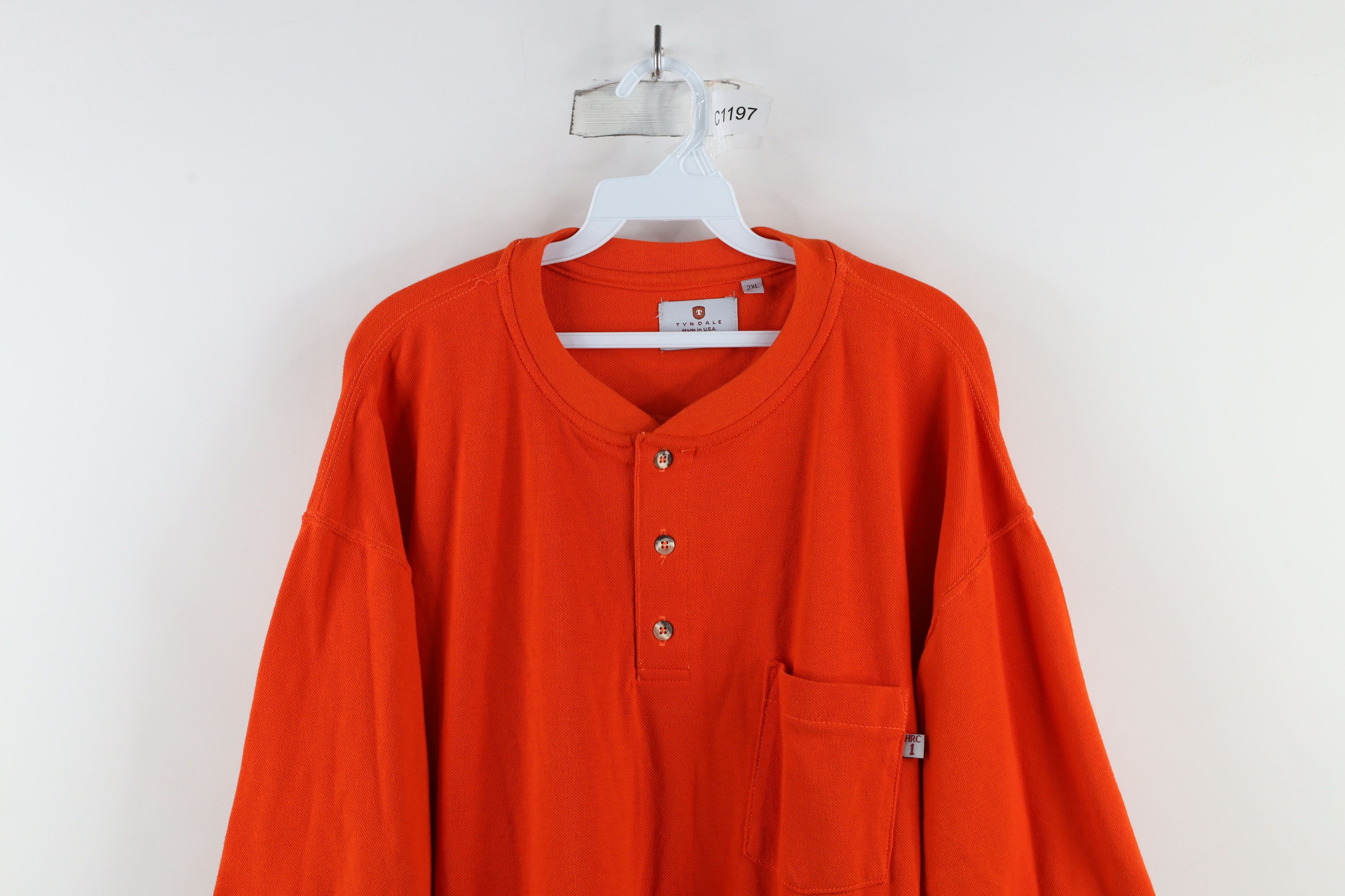 Vintage Tyndale FR Resistant ATPV 6.1 Work Henley T-Shirt Orange USA Size US XXL / EU 58 / 5 - 2 Thumbnail