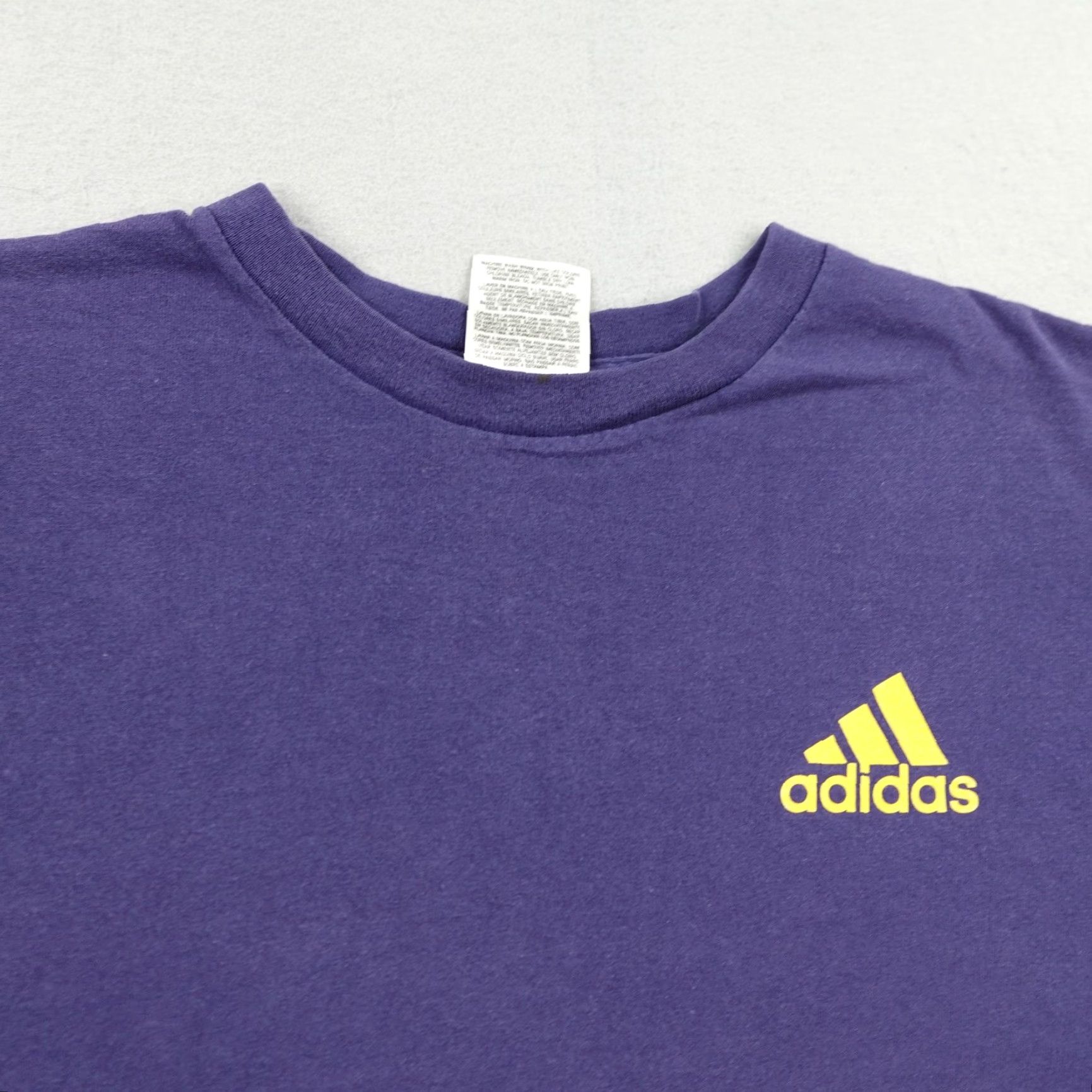 Adidas VINTAGE Adidas Shirt Mens XL Blue Yellow Sleeve Graphic Spell Out 90s Made USA Men XL Crew Neck Cotton T-Shirt Size US XL / EU 56 / 4 - 2 Thumbnail