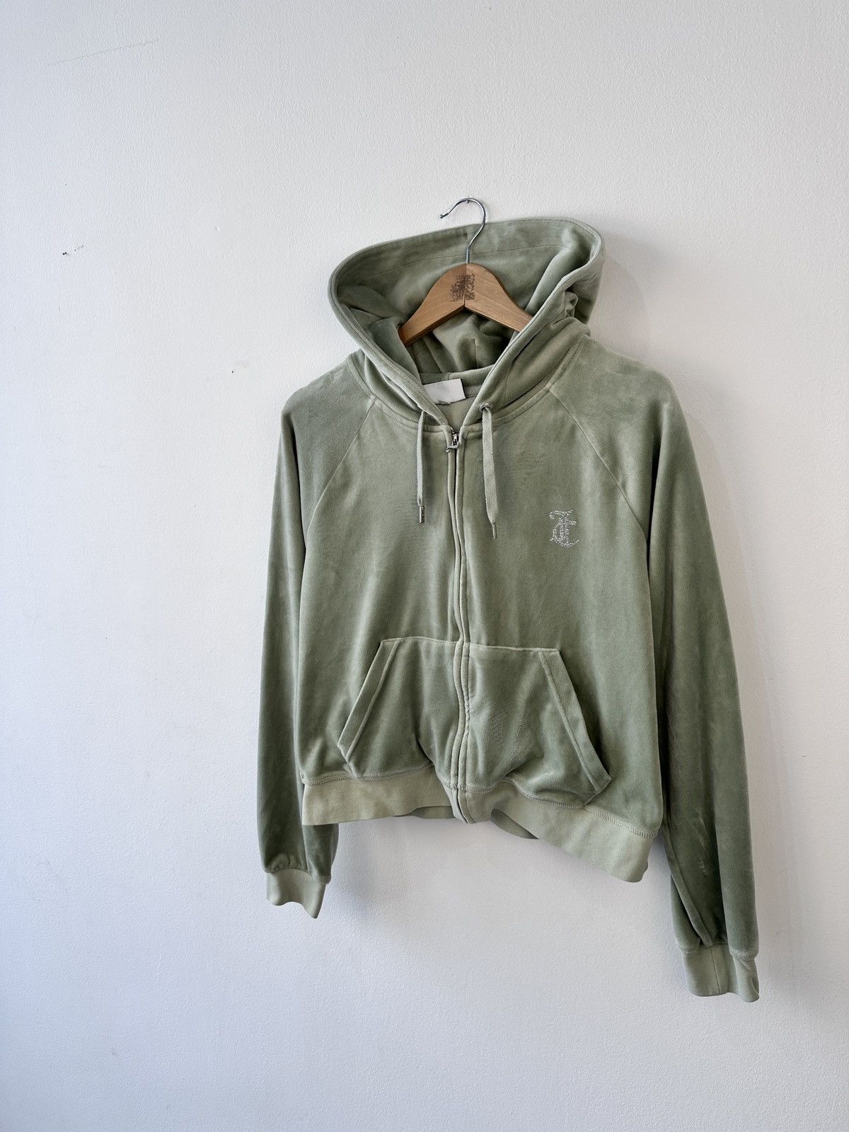 Juicy Couture Juicy Couture Velour Hoodie XL Rhinestone Spellout Back Y2K Size XL / US 12-14 / IT 48-50 - 4 Thumbnail