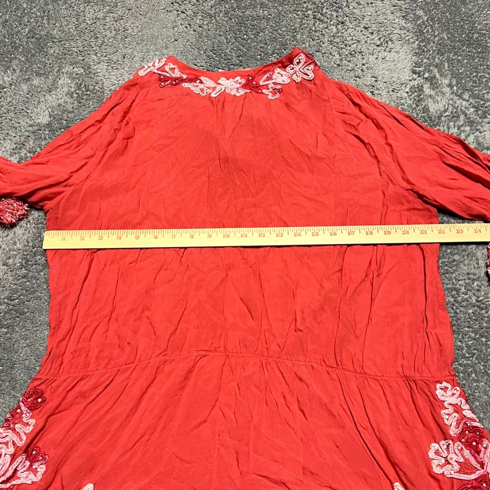 Soft Surroundings Soft Surroundings Shirt Womens 1X Plus Tunic Coral Beaded Sequin Embroidered Size XL / US 12-14 / IT 48-50 - 4 Thumbnail