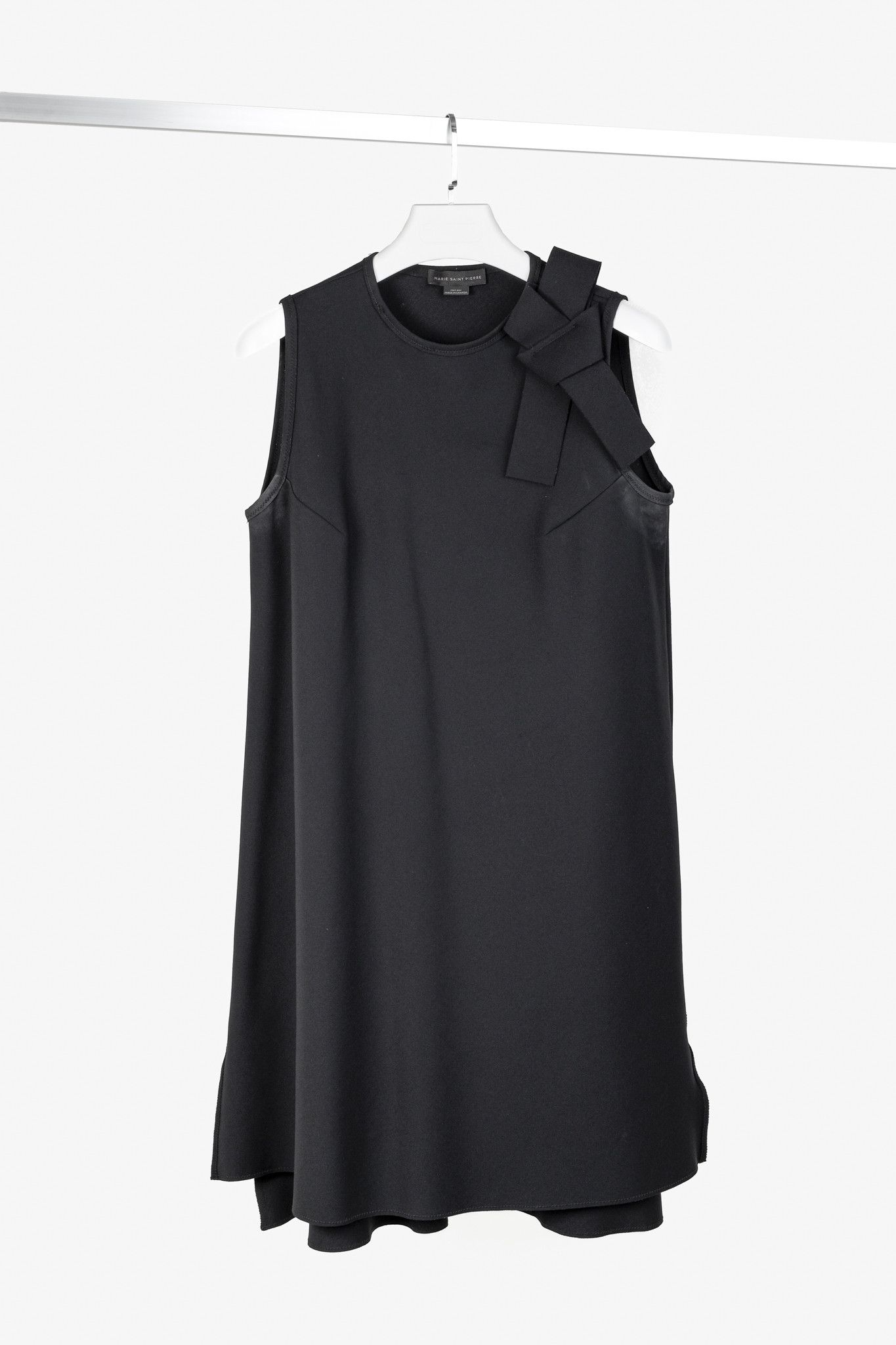 Marie Saint Pierre Marie Saint Pierre Black Neoprene Bow Mini Dress Size L / US 10 / IT 46 - 1 Thumbnail