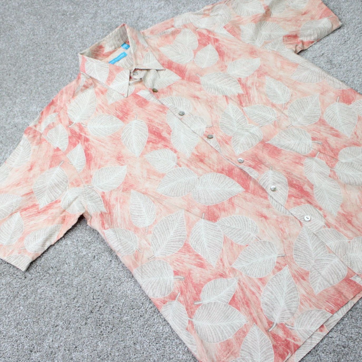 Tori Richard Tori Richard Shirt Mens Large Pink Floral 100% Cotton Lawn Short Sleeve Button Up Size US L / EU 52-54 / 3 - 6 Thumbnail