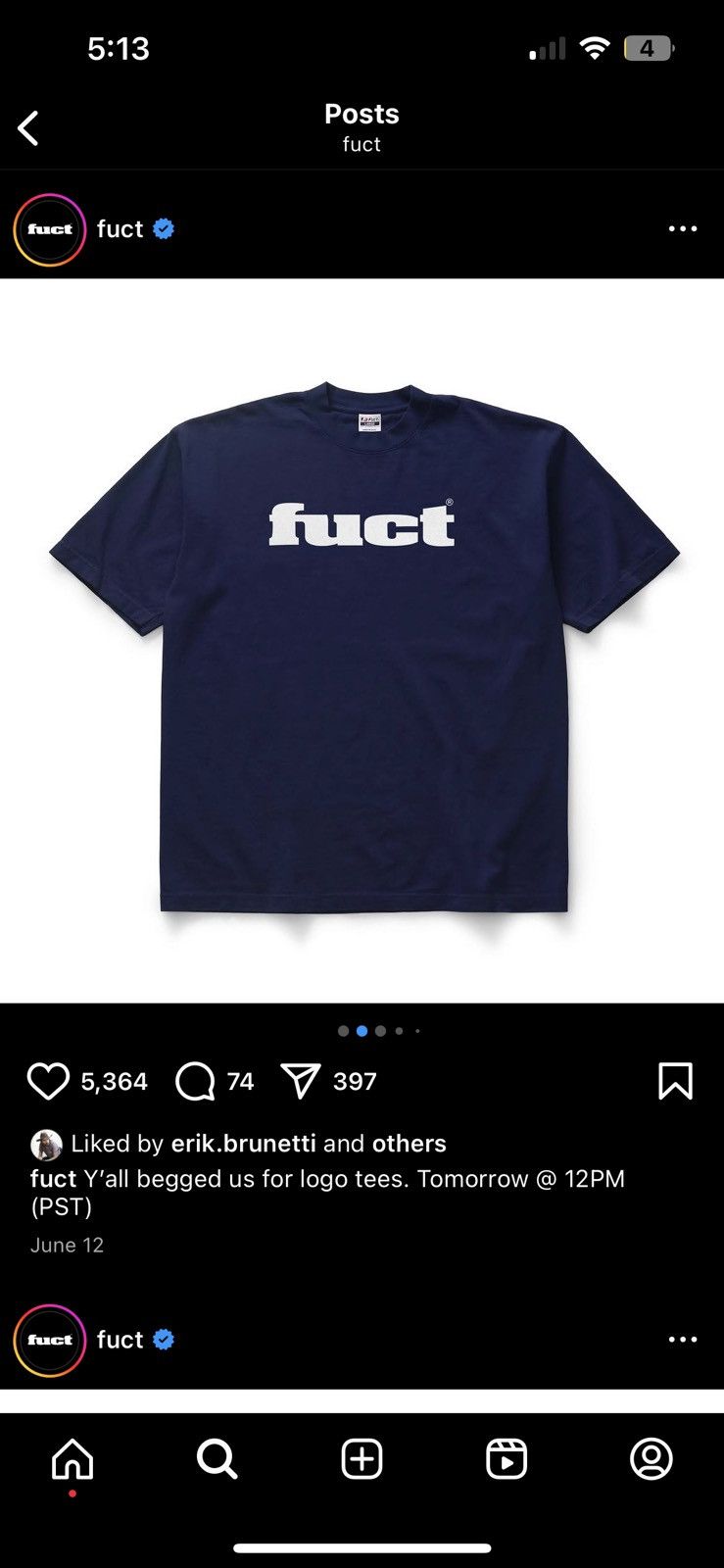 FUCT Fuct OG Logo Tee Navy Size US XL / EU 56 / 4 - 4 Thumbnail