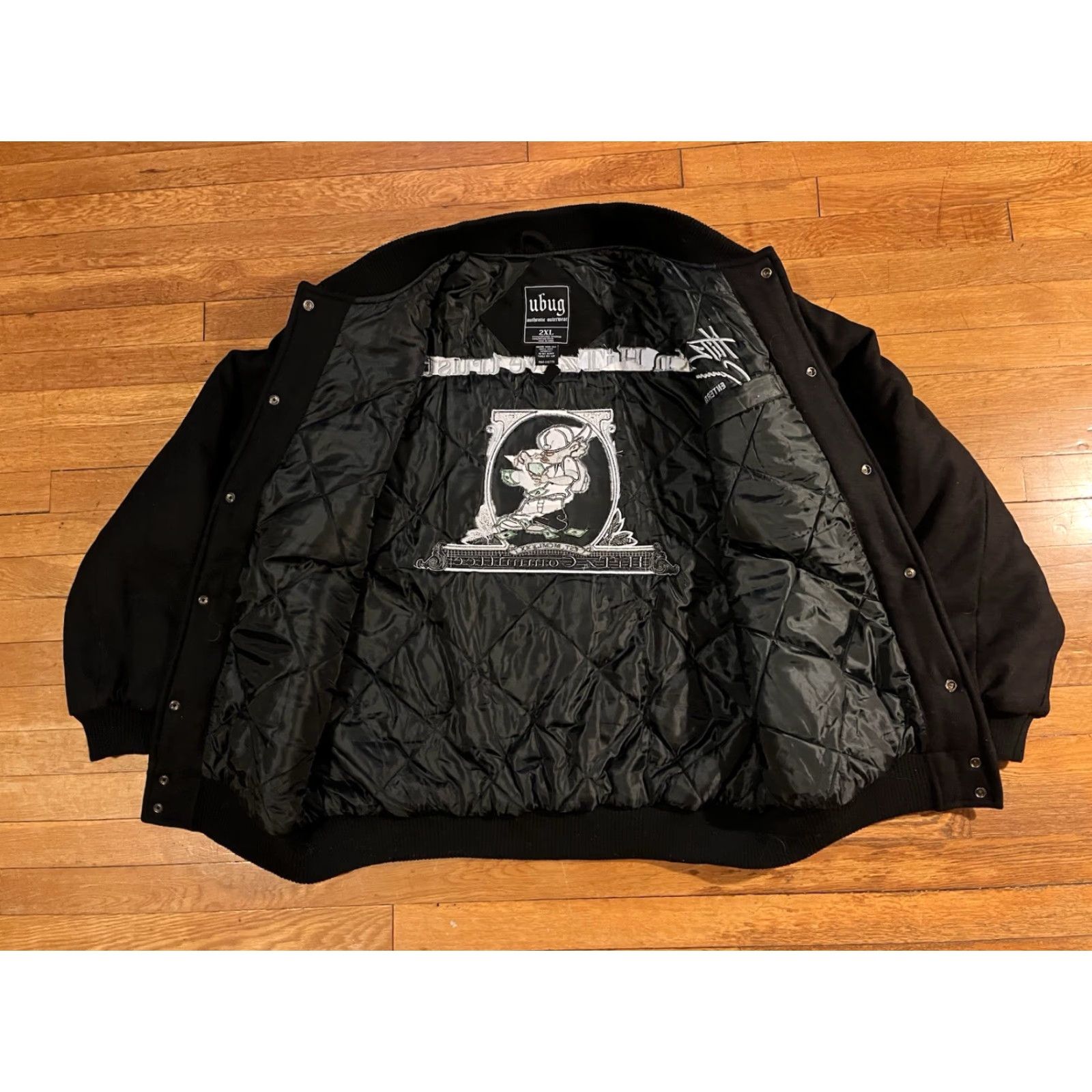 Vintage VINTAGE ubug Hitz Committee Record Label Bomber Jacket Men’s 2XL Black Hip Hop X2K Size US XXL / EU 58 / 5 - 5 Thumbnail