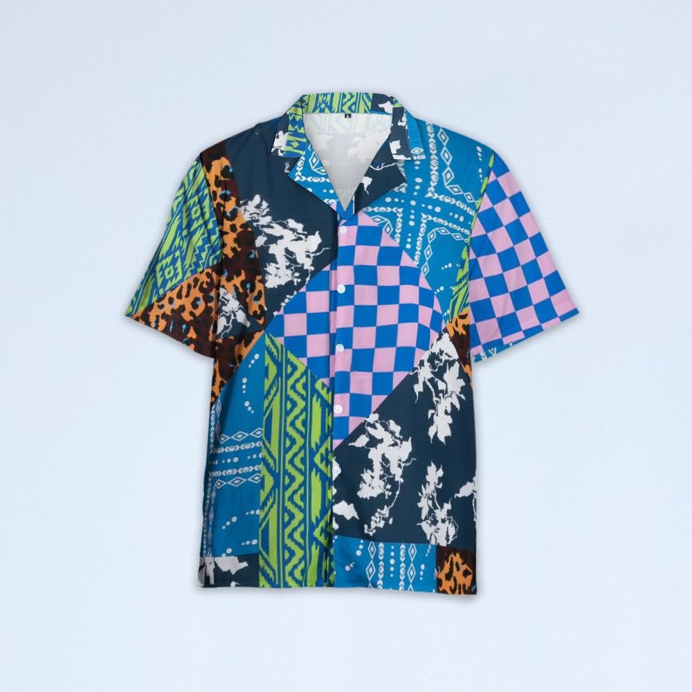 Designer Men's Mixed Print Shirt – Eclectic Style with a Modern Edge Size US S / EU 44-46 / 1 - 1 Thumbnail