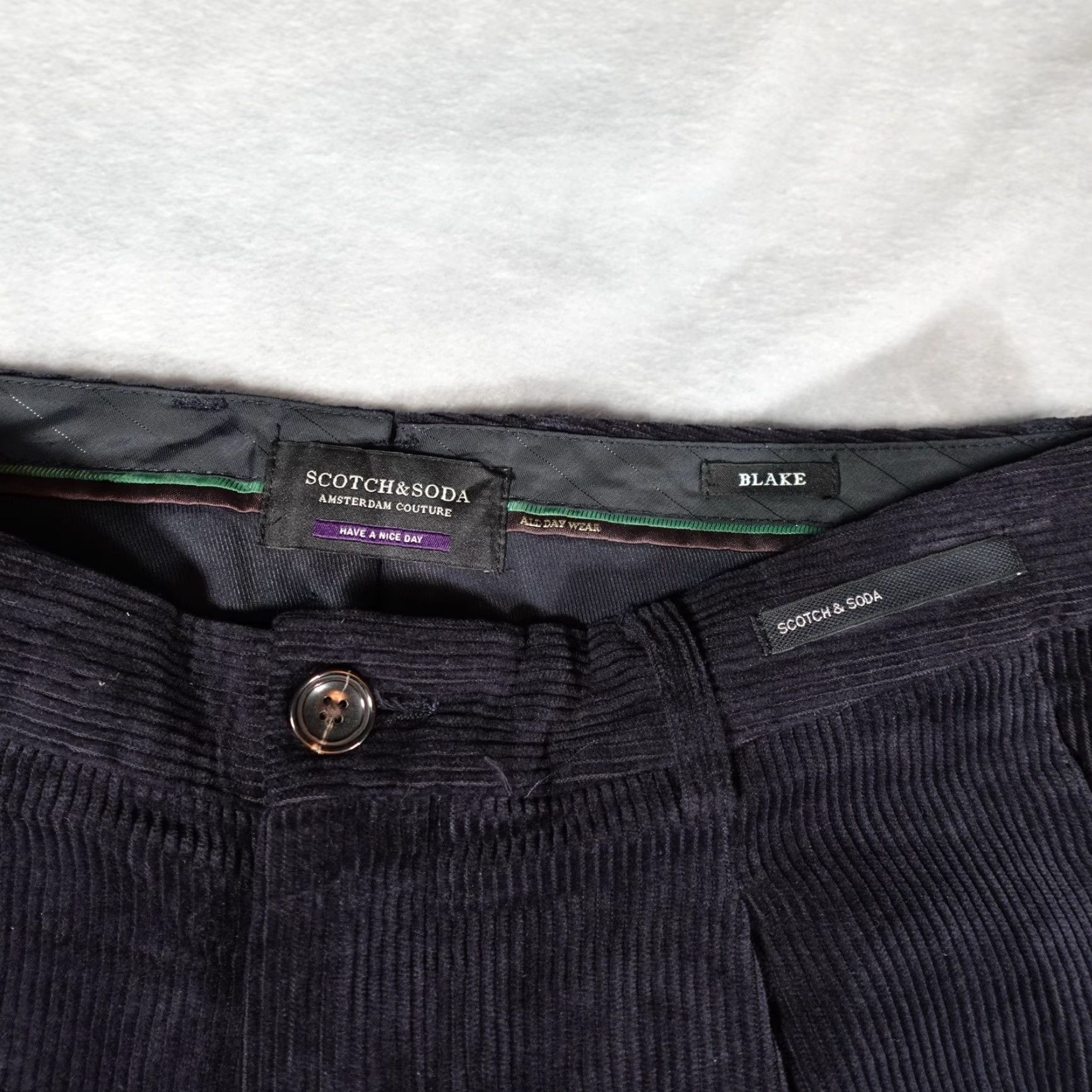 Scotch & Soda Scotch & Soda Slim Chino Pants Mens 28x29 Blue Corduroy Cuffed Preppy Size US 28 / EU 44 - 3 Thumbnail