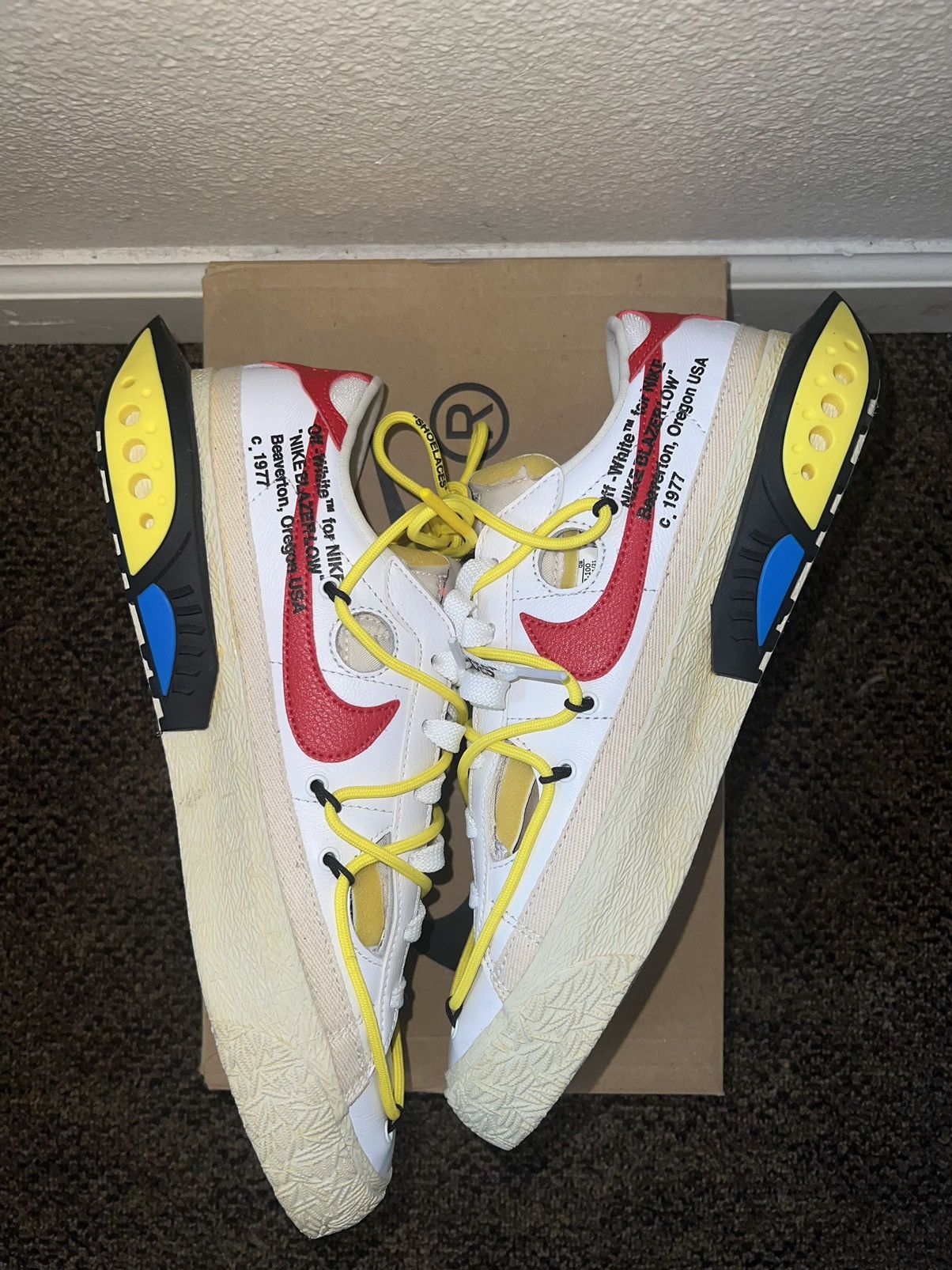 Nike × Off-White Off-White x Nike Blazer Low “University Red” Size US 9 / EU 42 - 4 Thumbnail