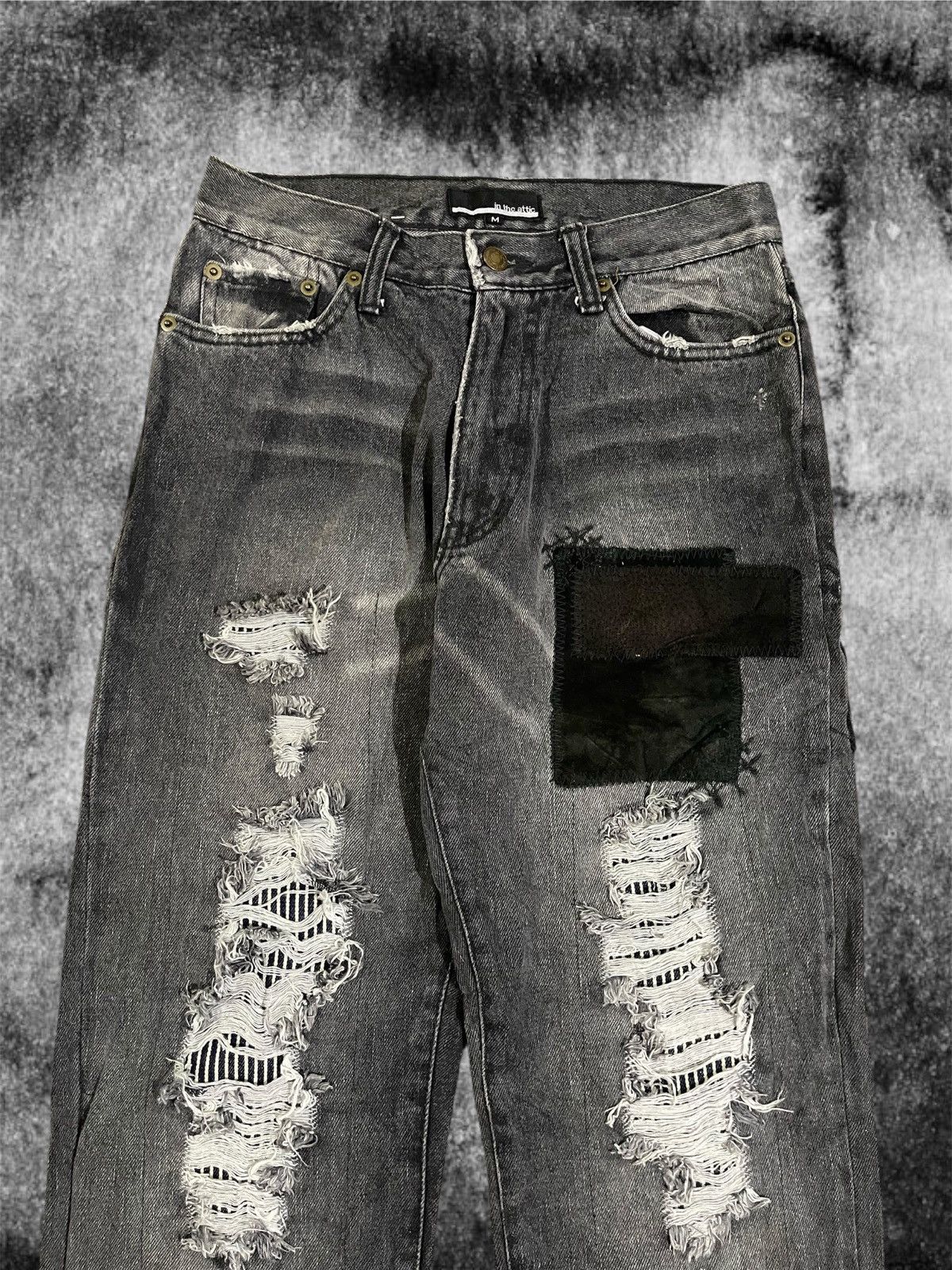 In The Attic In The Attic Patchwork Crush DistressedPunk Vkei Denim Jeans Size US 28 / EU 44 - 5 Thumbnail
