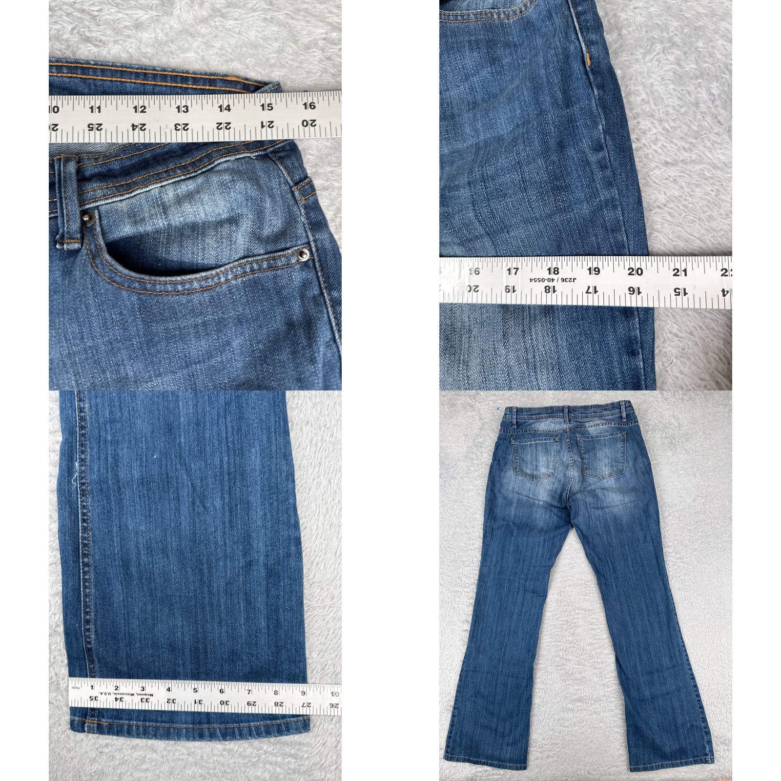 Denime Reba Jeans Womens 8 Blue Denim Bootcut Mid Rise 30x31 Cotton 5-Pocket Distressed Zipper Cowboy Southwestern Designer Tank? Size 30" / US 8 / IT 44 - 9 Thumbnail