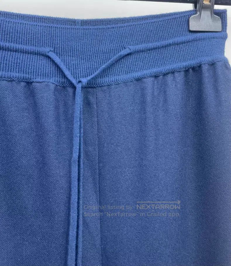 Loro Piana Loro Piana Navy Blue Drawstring Cashmere Wide Leg Pants Size 25" / US 0 / IT 36 - 4 Thumbnail