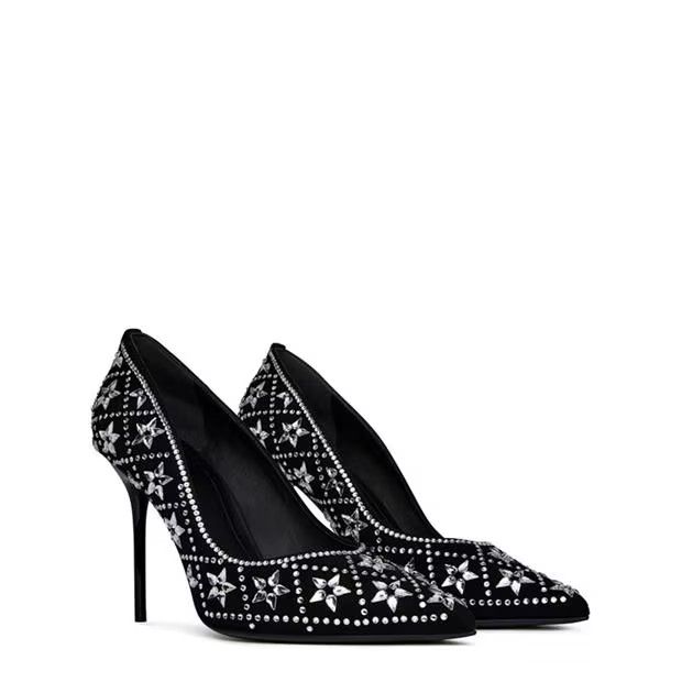 Balmain o1g2r1mq0924 Ruby Star Pumps in Noir & Crystal Size US 8 / IT 38 - 3 Thumbnail