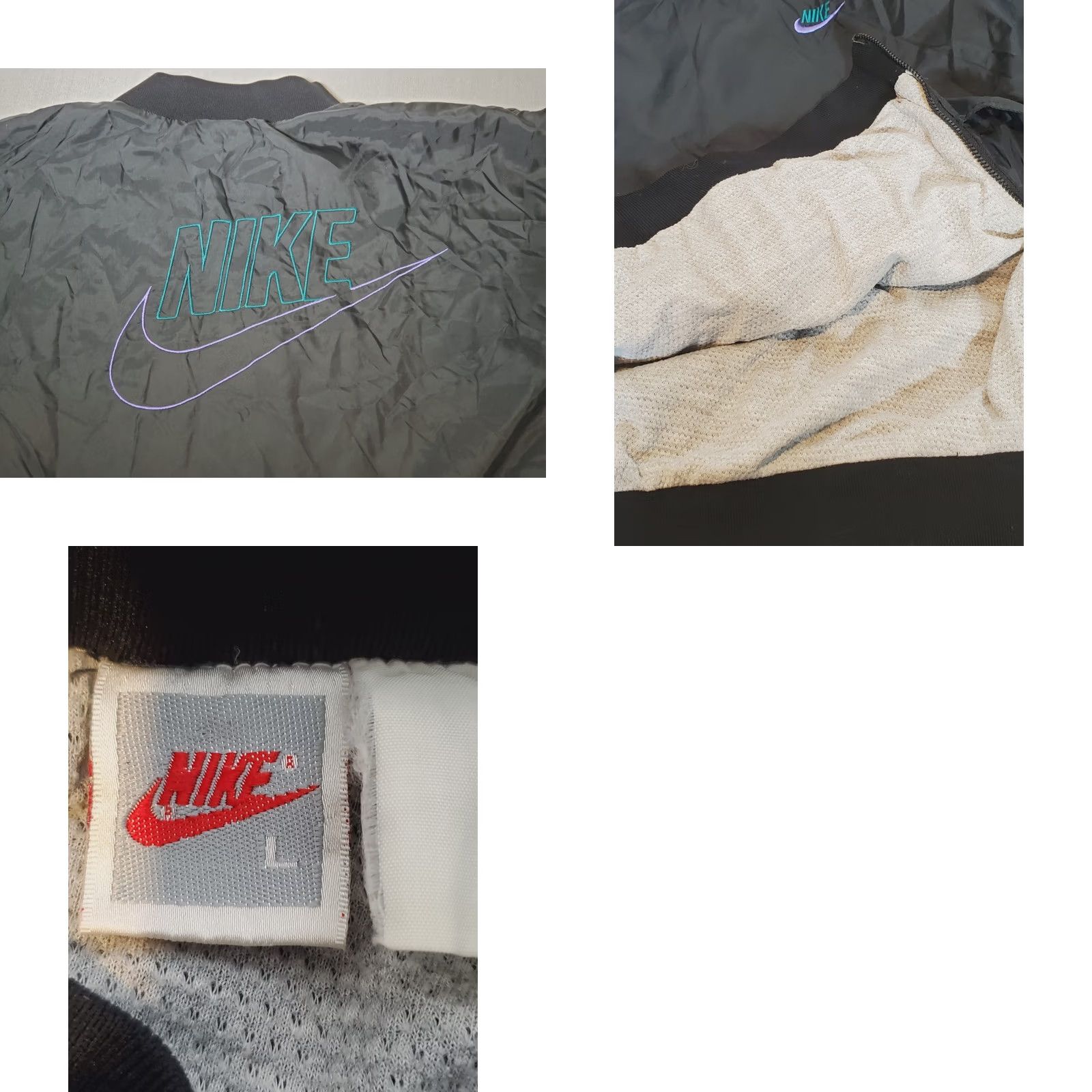Nike VINTAGE Nike Windbreaker L Black VTG 1990s Pullover Teal Purple Embroidered Lined Adult Size US L / EU 52-54 / 3 - 8 Thumbnail