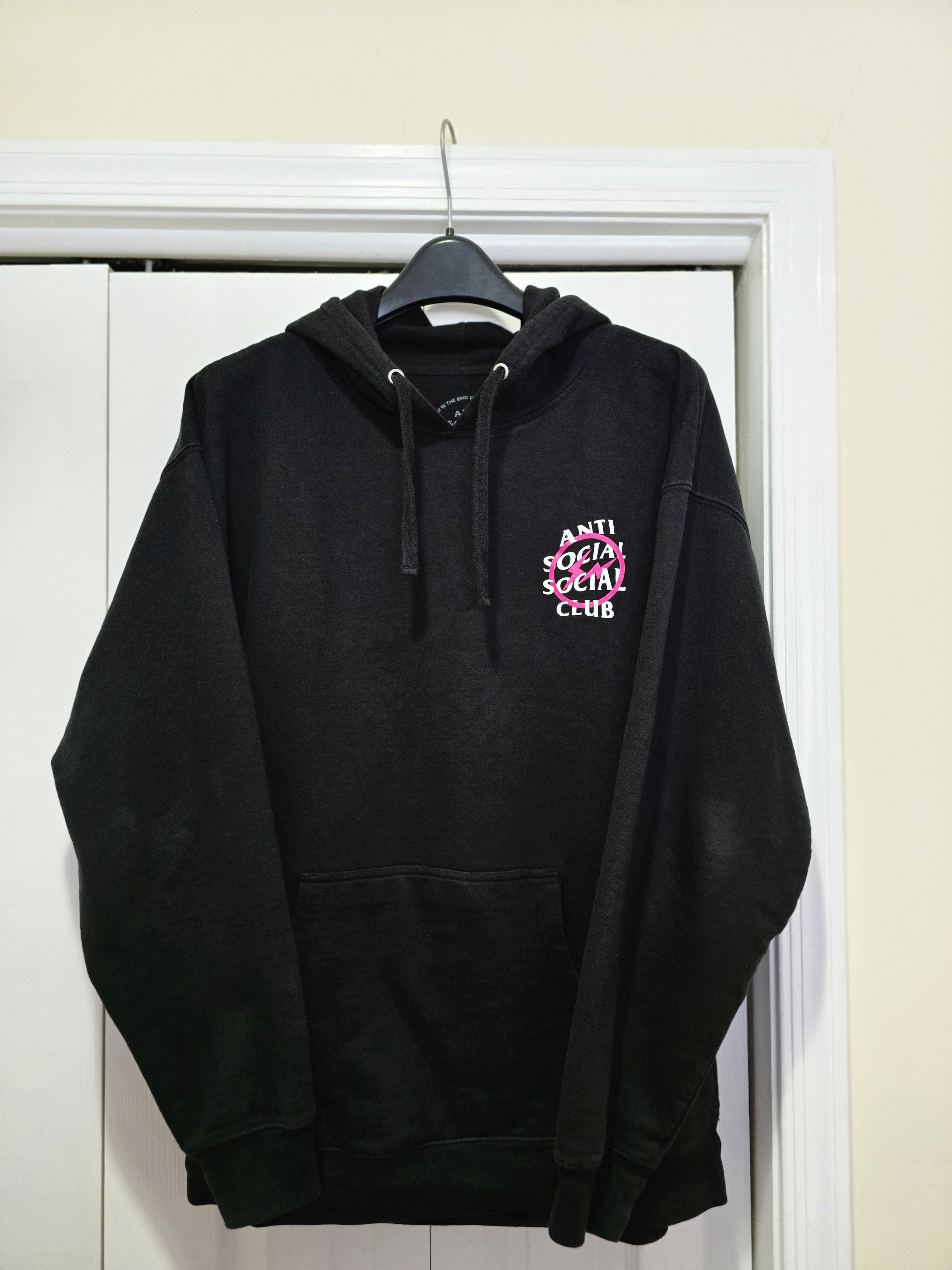 Anti Social Social Club × Fragment Design ASSC Pink Fragment Black Hoodie Size US XL / EU 56 / 4 - 1 Thumbnail