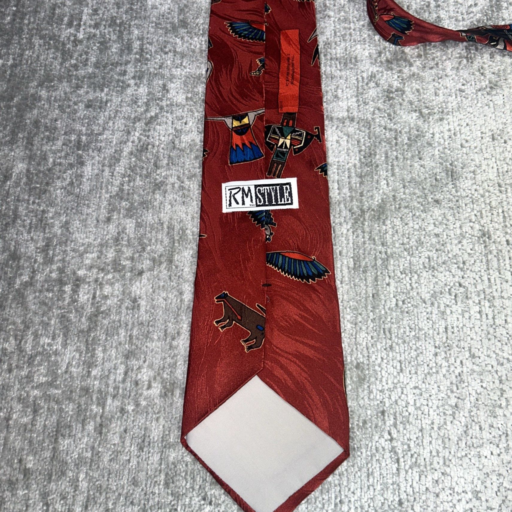 Vintage VINTAGE RM STYLE Thunderbirds Kachina 100% Silk Men Tie Dark Red 1994 Size ONE SIZE - 3 Thumbnail