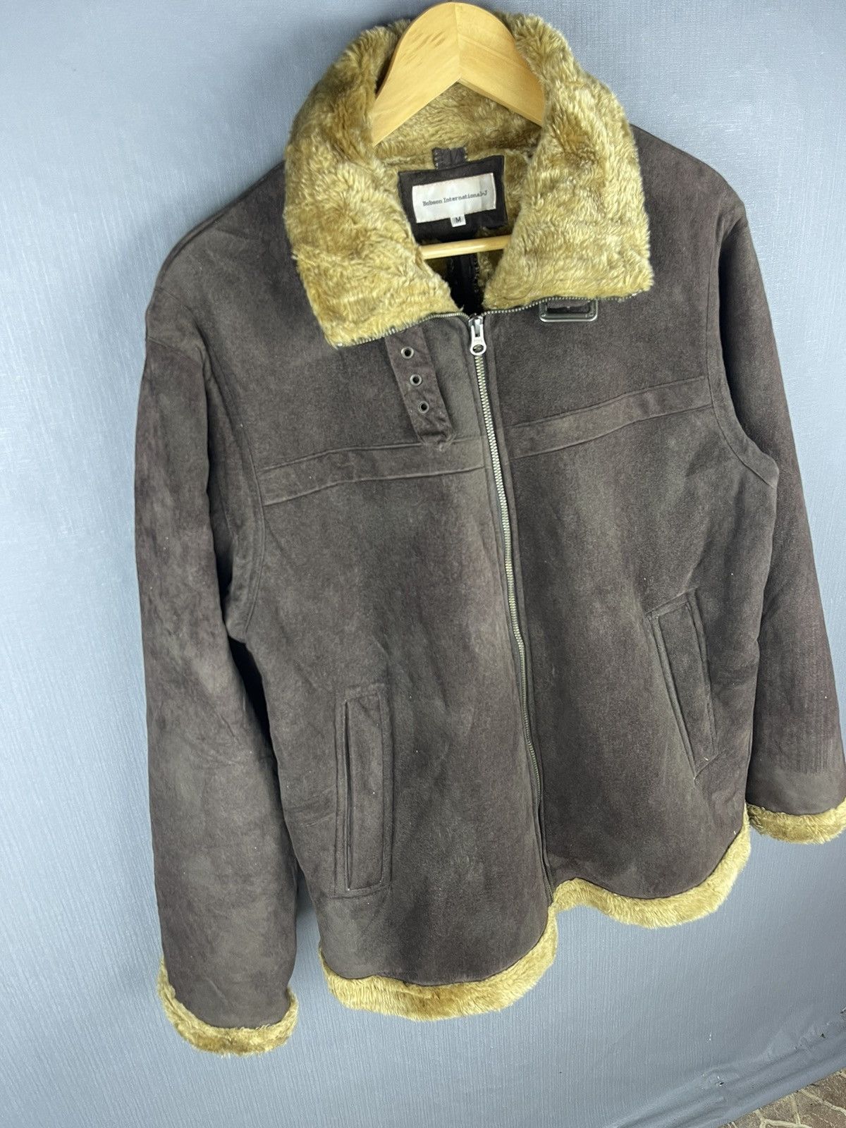 Vintage VTG BOBSON INTERNATIONAL Sherpa Lined Suede Leather Jacket Size US L / EU 52-54 / 3 - 4 Thumbnail