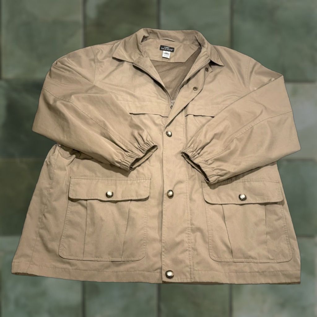 Vintage VINTAGE L.L. Bean Traveler Jacket Khaki Brown Reg XL Utility Vented Zipped Field Chore Jacket 90s Outdoor Workwear Mens Size US XL / EU 56 / 4 - 1 Thumbnail