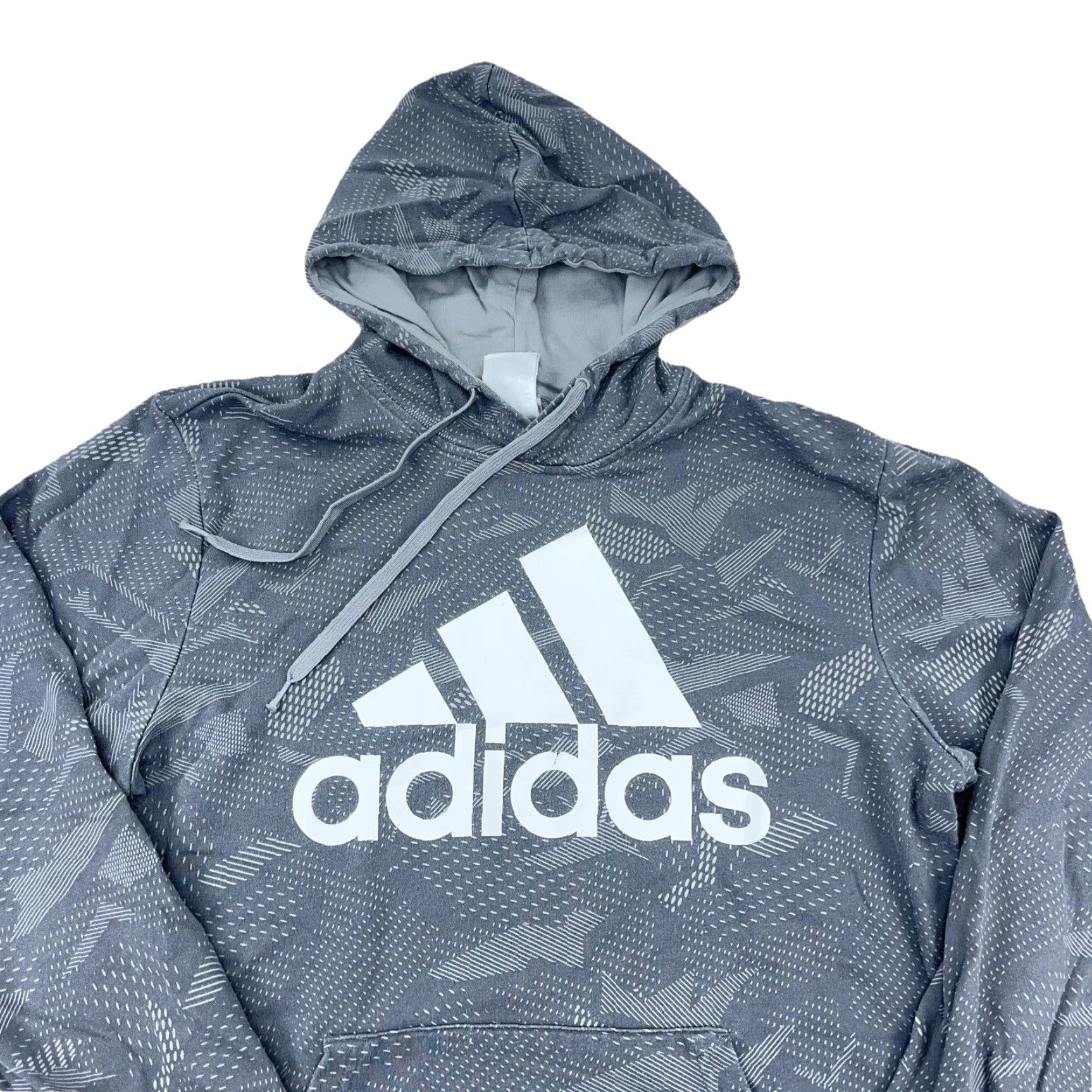 Adidas Adidas Hoodie Men Large Gray White Geometric Camo Sweatshirt Pullover Hooded Sports Hoodie Cozy Cotton Blend Polyester Fleece Pockets Logo Size US L / EU 52-54 / 3 - 2 Thumbnail
