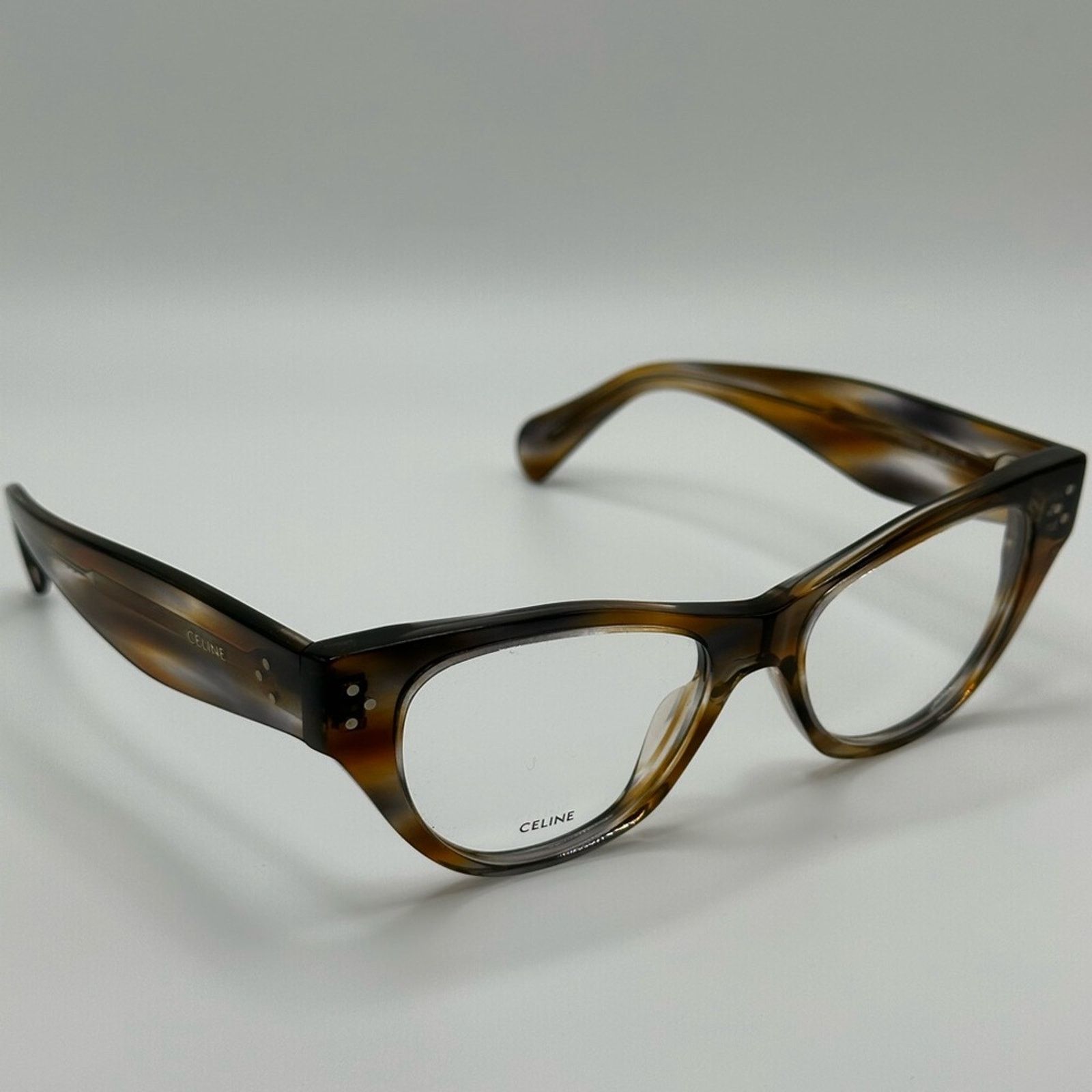 Celine NEW Celine Eyeglasses CL50040I 55 Striped Brown Grey Women Size ONE SIZE - 4 Thumbnail