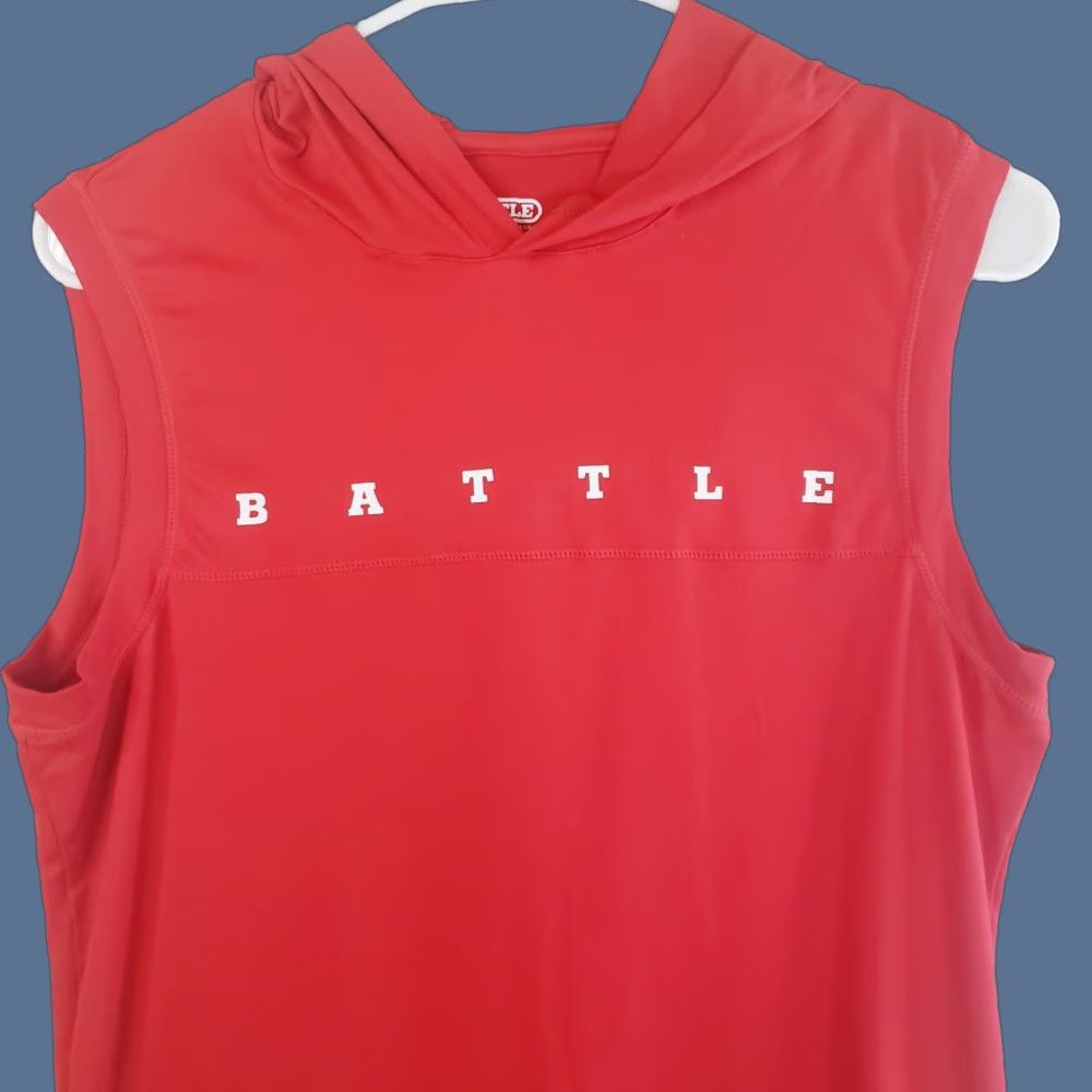 Vintage VINTAGE? BATTLE SPORTS 7v7 Football Sleeveless Hoodie Shirt Mens Red Small Size US S / EU 44-46 / 1 - 1 Thumbnail