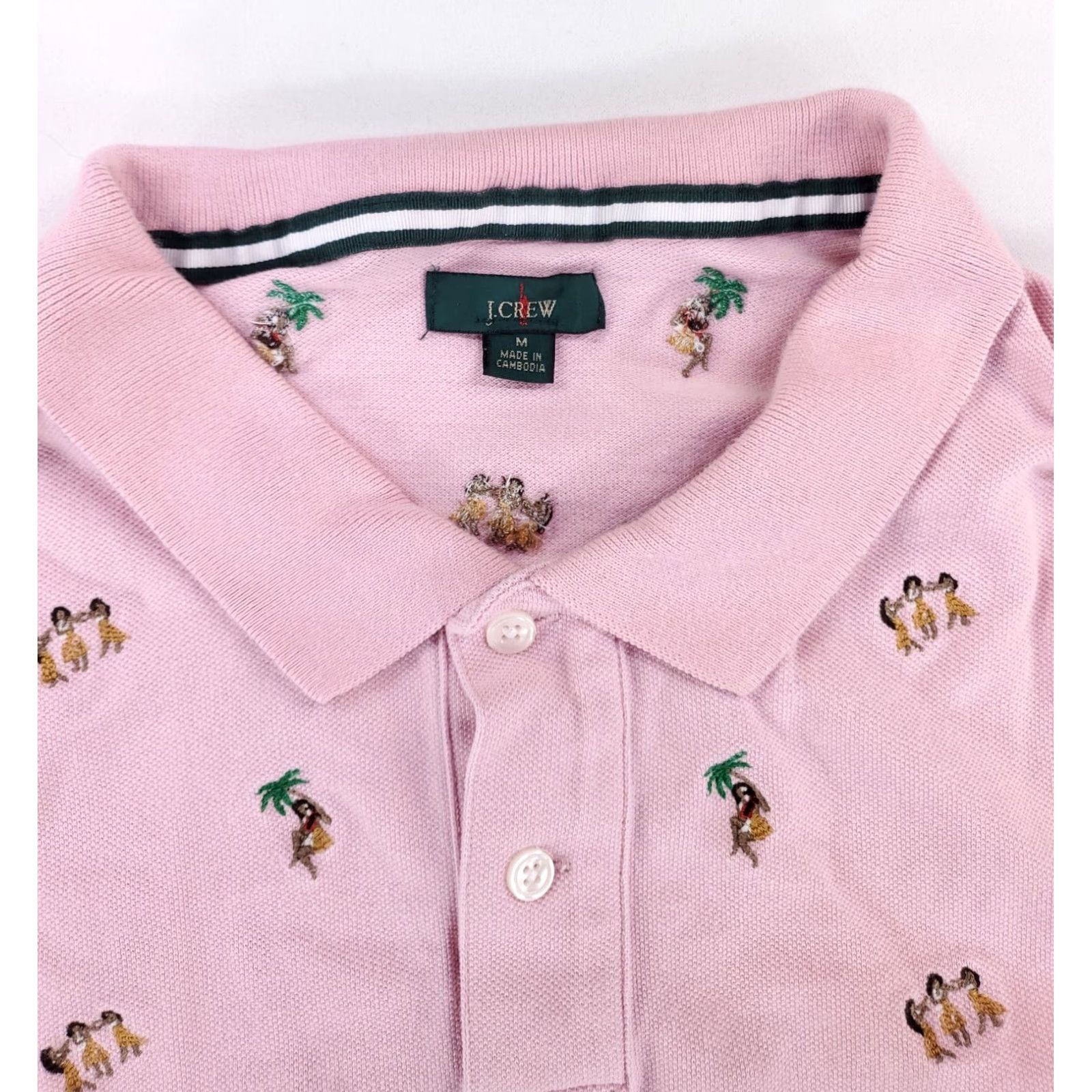J.Crew J.CREW Polo Shirt Mens M Pink All Over Embroidered Hula Girls Oarsman Size US M / EU 48-50 / 2 - 2 Thumbnail
