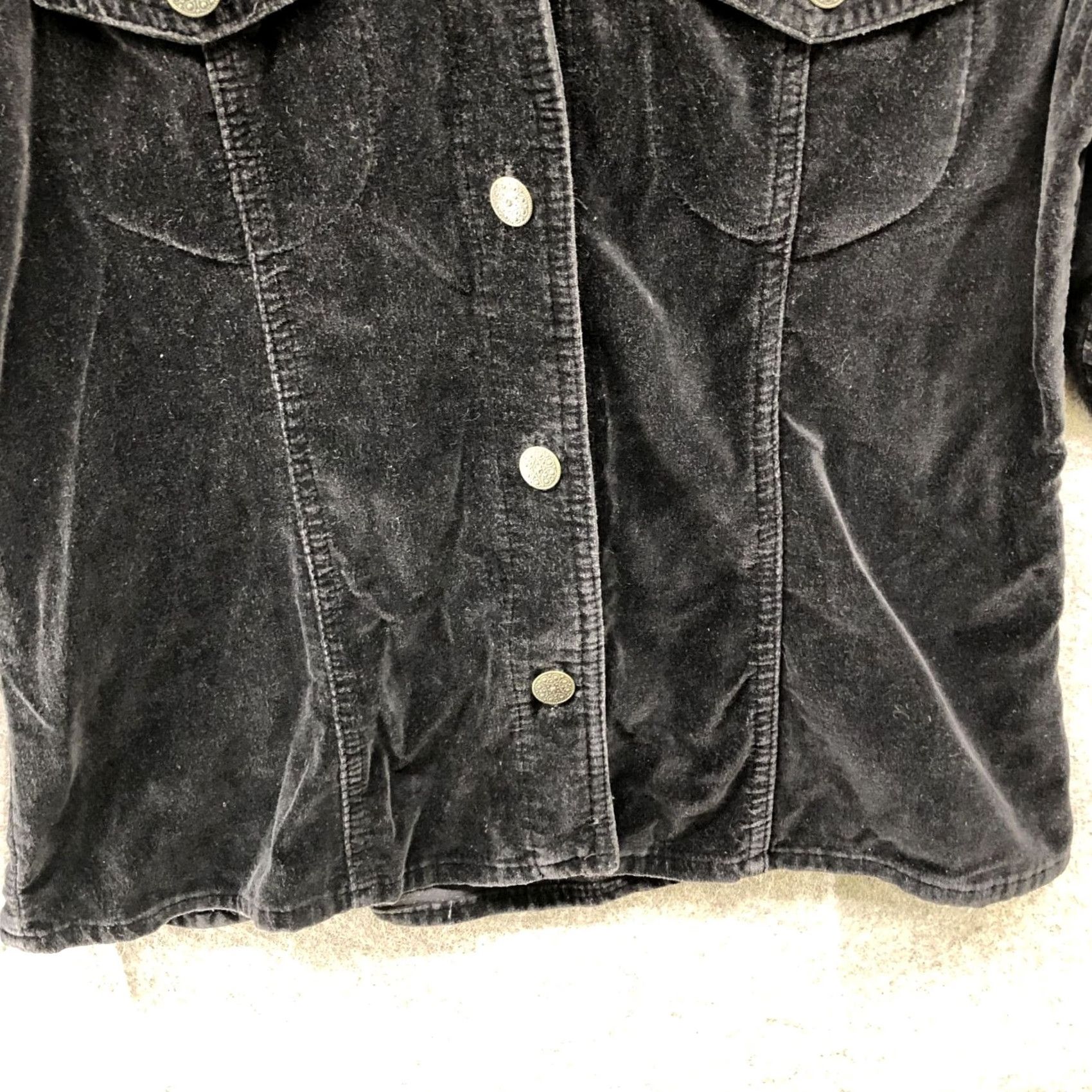 Vintage VTG AMI Western Velvet Shirt Womens M Black Shacket Cotton Chest Pocket Rodeo Shirt Size M / US 6-8 / IT 42-44 - 4 Thumbnail
