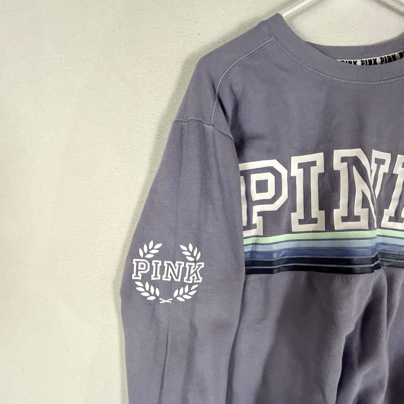 Pinko PINK Sweatshirt Purple Long Sleeve Victoria's Secret PINK Women S Small Crew Neck Pullover Casual Size S / US 4 / IT 40 - 4 Thumbnail