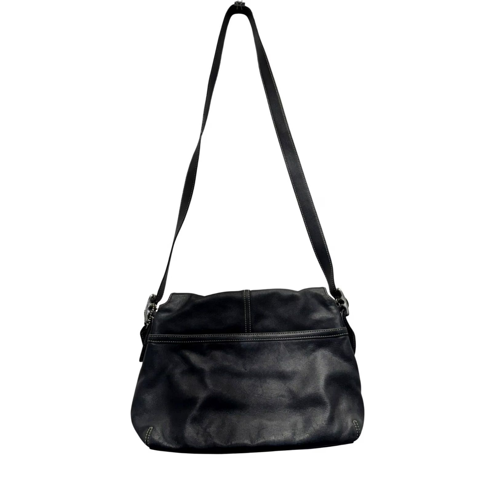 Coach Coach Hampton Crossbody Purse Black Leather 4in 10 1/4in 5606 Women Size ONE SIZE - 2 Thumbnail