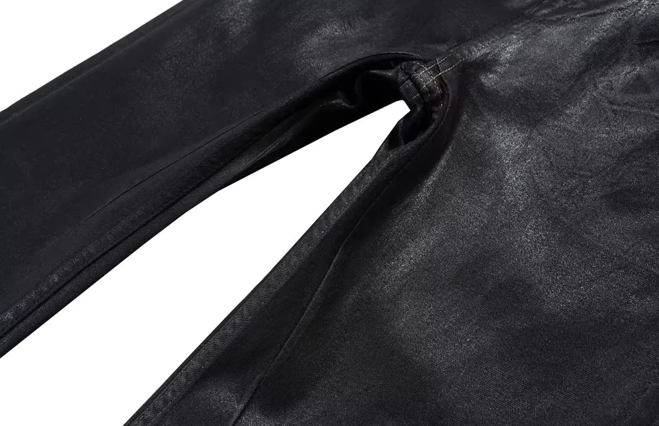 Denime × Leather Streetwear Black Wax Leather Strecth Jeans Size US 31 - 7 Thumbnail
