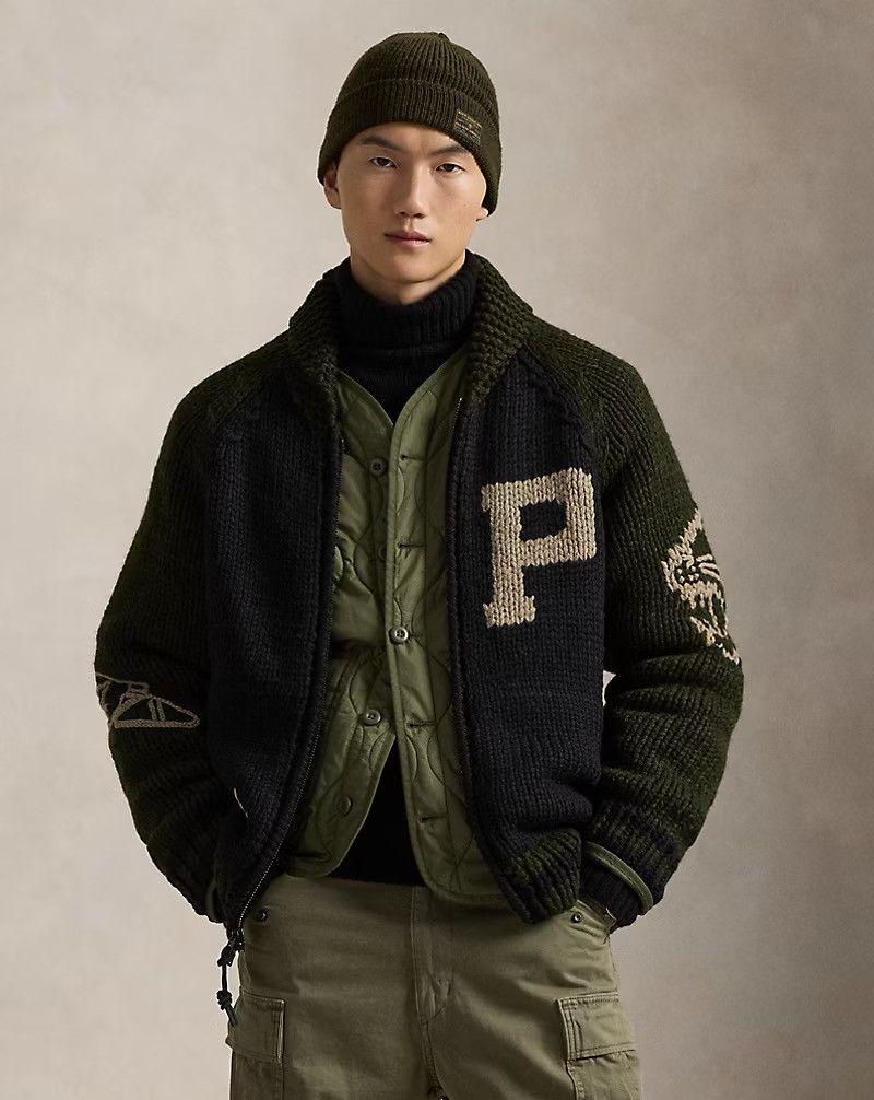 Polo Ralph Lauren POLO RALPH LAUREN Wool Shawl-Collar XL Cardigan Black Olive Size US XL / EU 56 / 4 - 1 Thumbnail