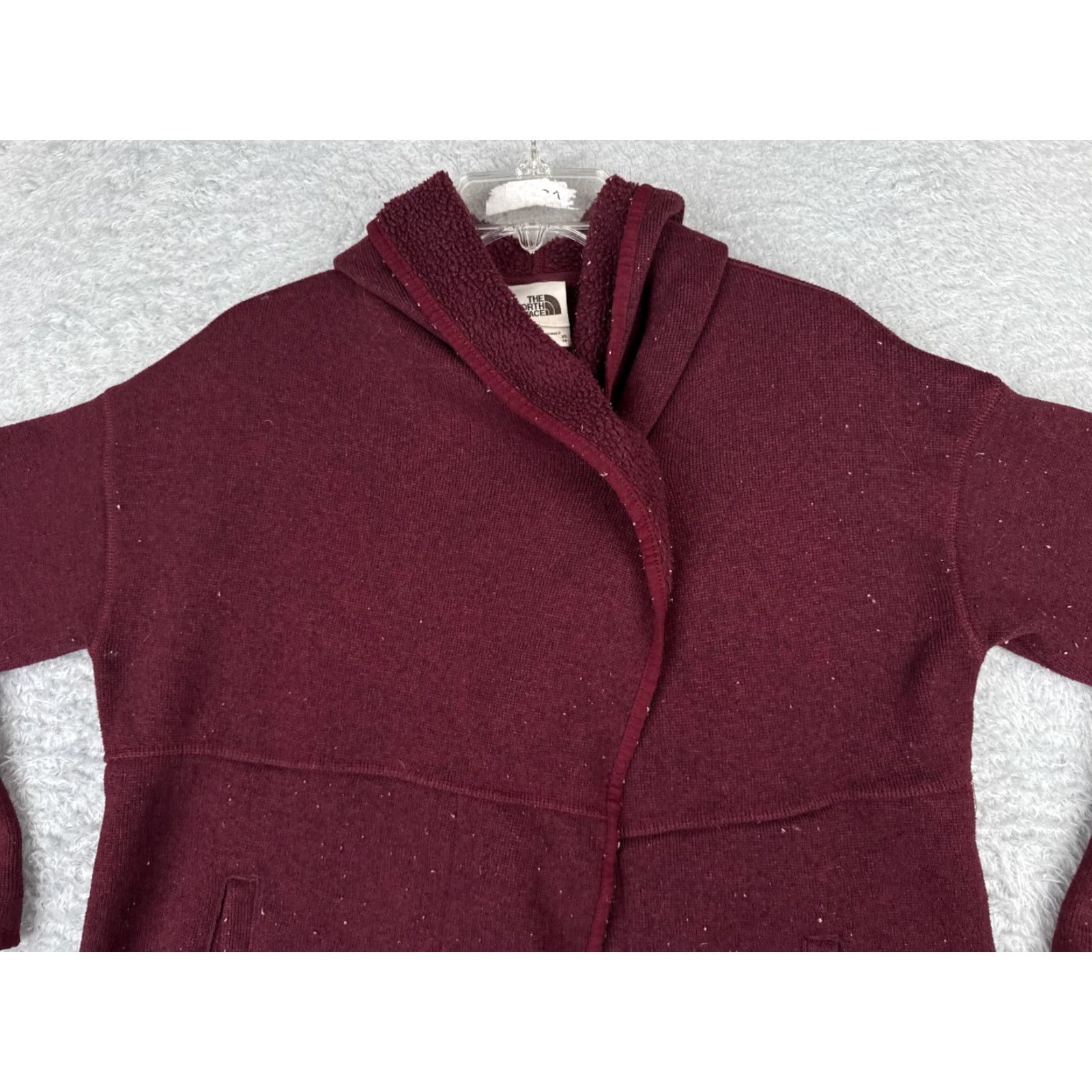 The North Face The North Face Sweater Cardigan Womens XS Red Hooded Knit Shell Logo Casual Buttonless Wrap Mock Neck A Size XS / US 0-2 / IT 36-38 - 4 Thumbnail
