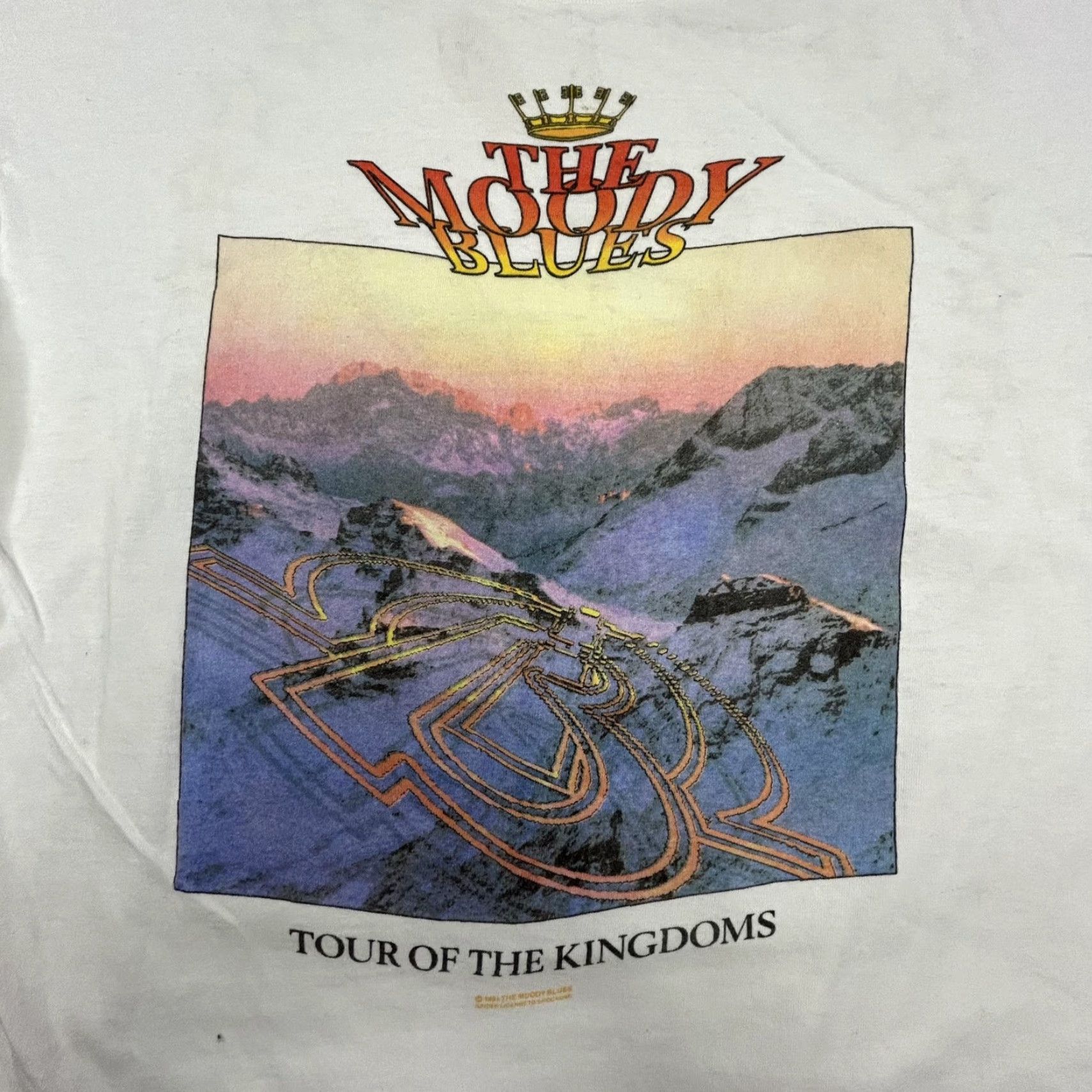 Vintage VINTAGE The Moody Blues Shirt Mens L Tour of the Kingdoms Brockum USA 80s White Short Sleeve Crew Neck Graphic Print Concert Rock Band Size US L / EU 52-54 / 3 - 3 Thumbnail