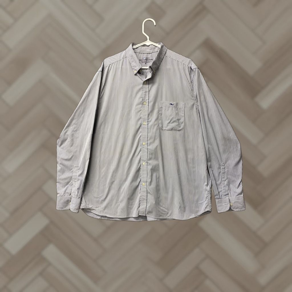 Vineyard Vines Vineyard Vines Dress Shirt Men XL Navy Striped Slim Fit Button Up Casual Formal Business Size 46R - 1 Thumbnail