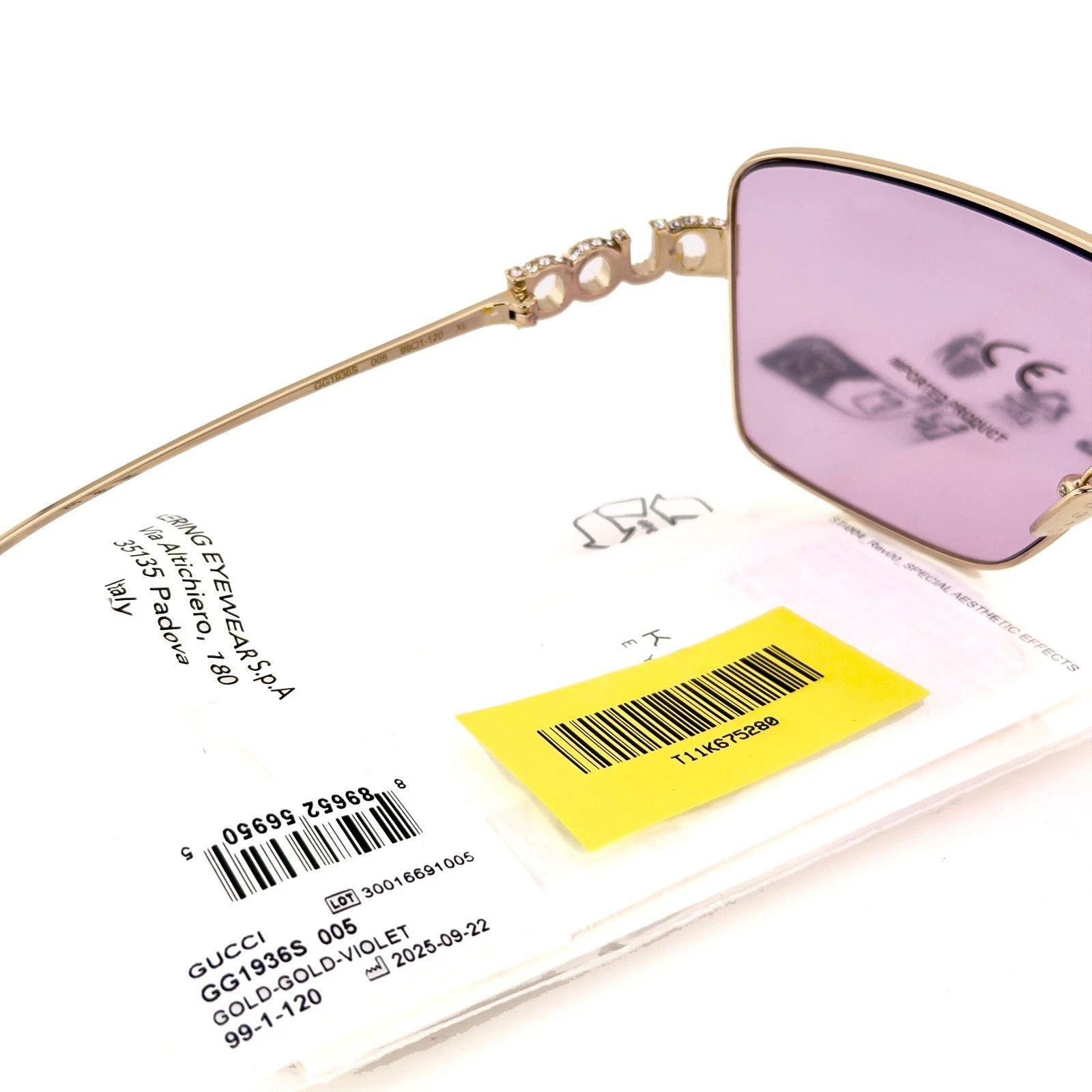 Gucci GUCCI 1936 Gg1936S Gold Pink Crystal Logo Unisex Metal 005 Size ONE SIZE - 6 Thumbnail