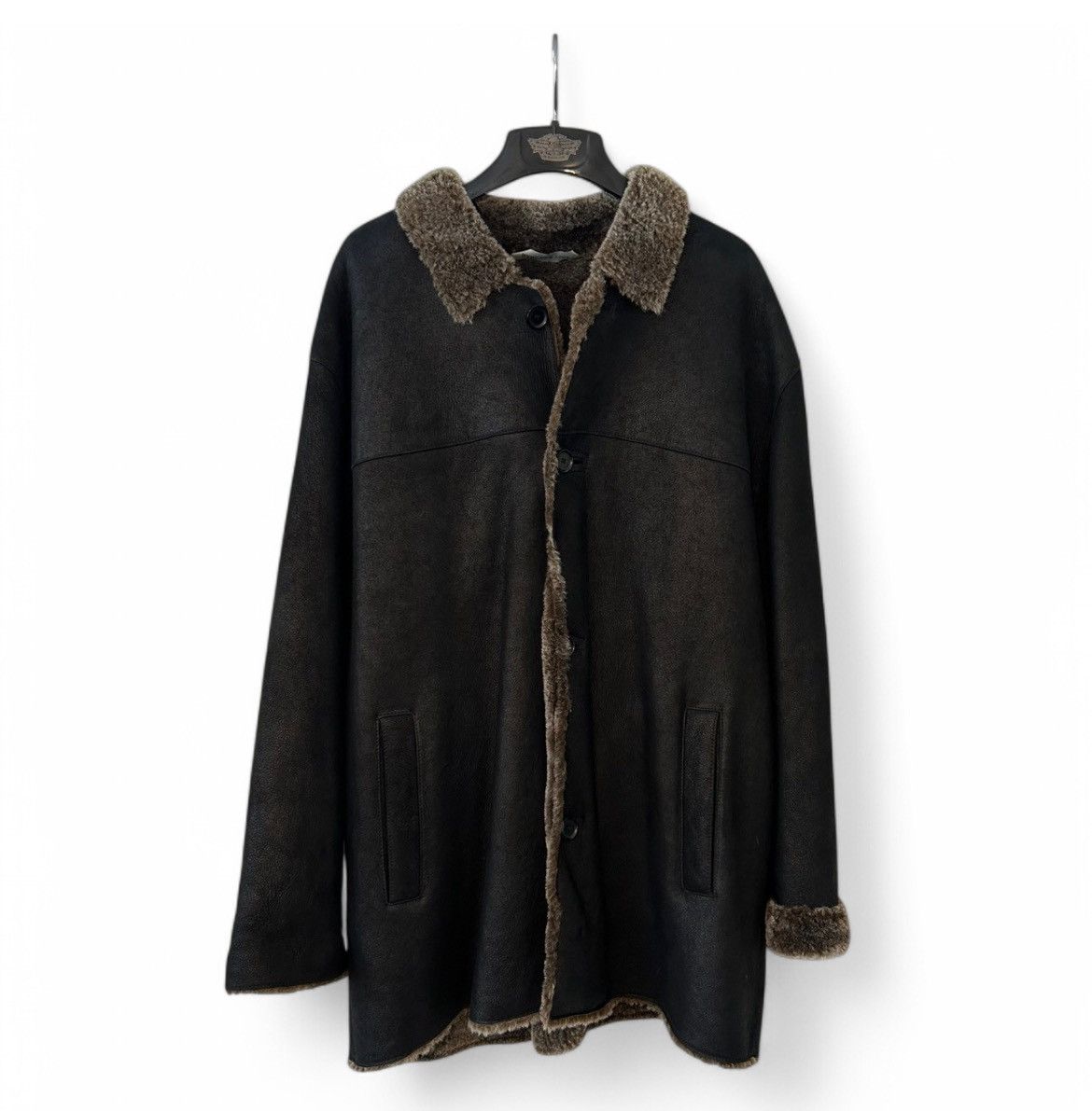 Marc New York Lambskin Brown Leather Shearing Jacket
