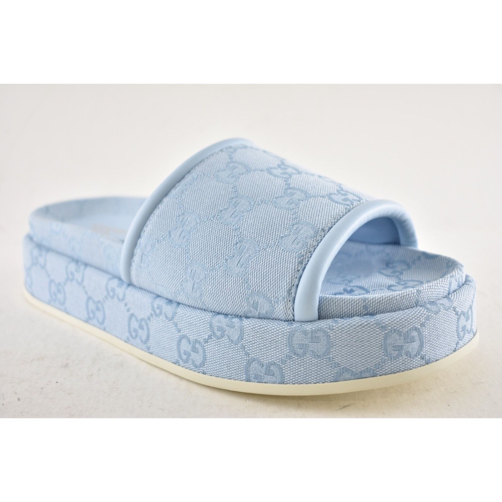 Gucci Gucci Light Blue GG Monogram Canvas Mule Platform Sandal 39 Size US 9 / IT 39 - 6 Thumbnail