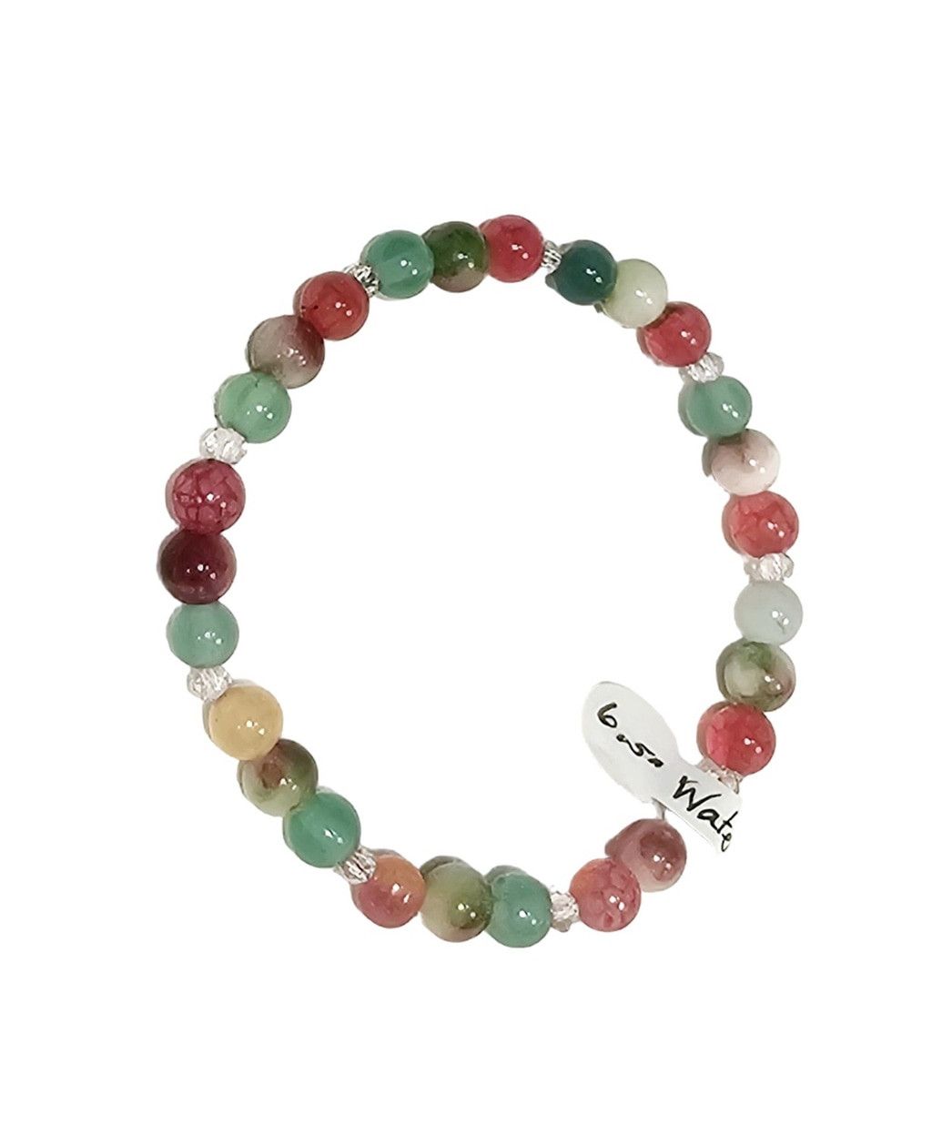 Handmade Natural Watermelon Agate Gemstone Beaded Stretch Bracelet 6 Size ONE SIZE - 3 Thumbnail
