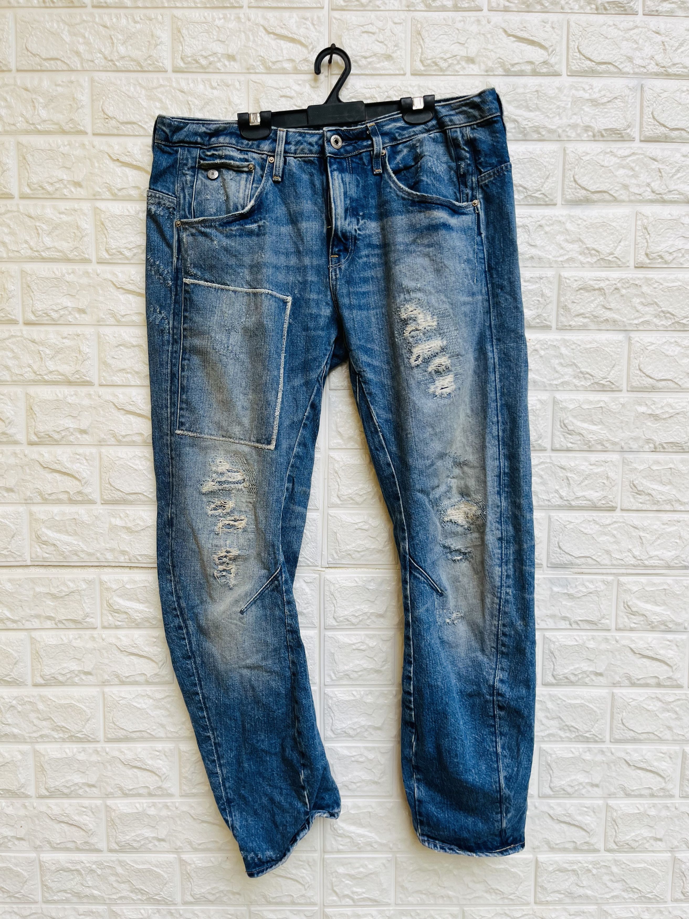 image of G Star Raw Vintage G-Star Raw Distressed Japan Designer Fashion Style in Dark Blue, Men's (Size 32)