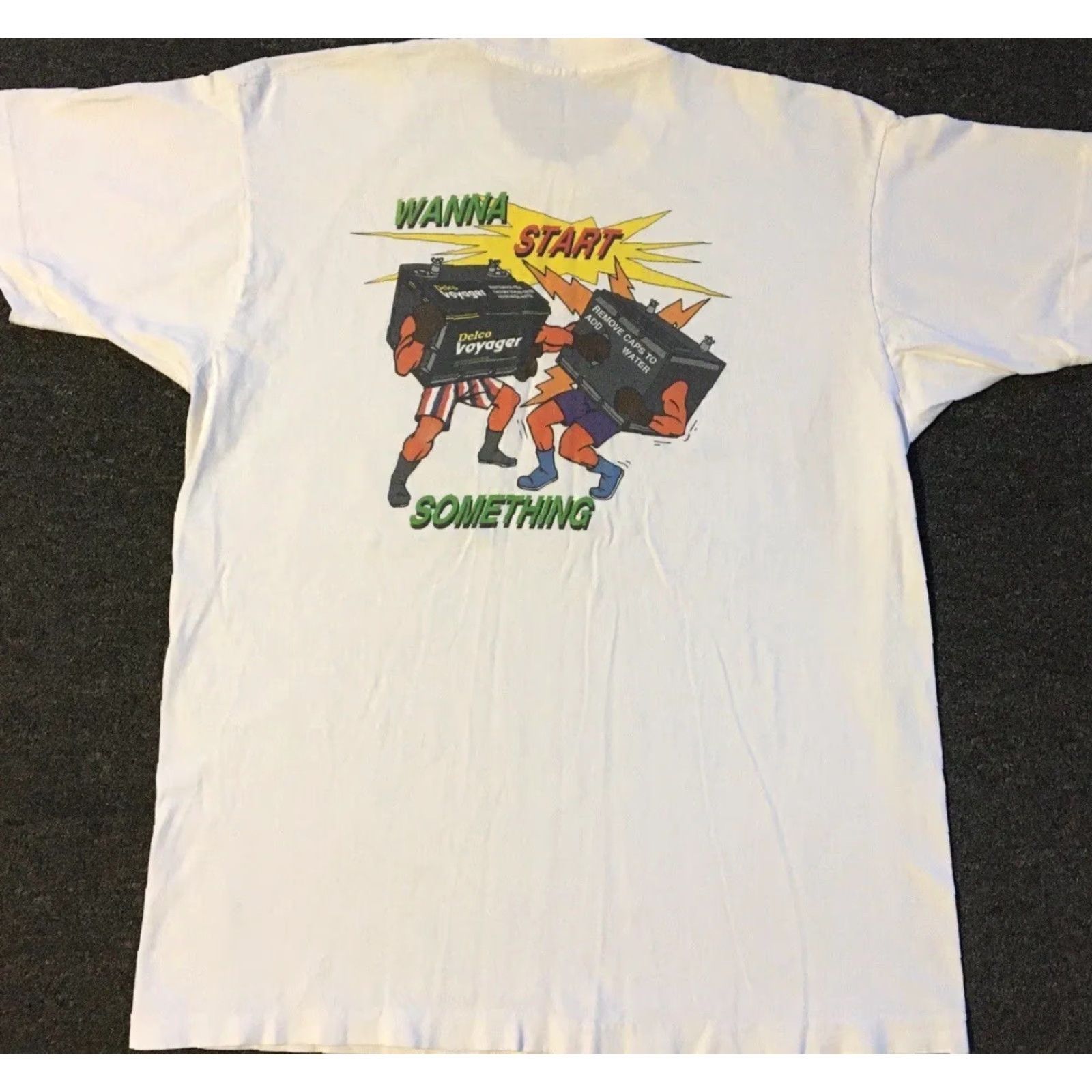Vintage Vtg 90s Delco Voyager Battery Wanna Start Faded Promo Shirt XL Grunge Humor Size US XL / EU 56 / 4 - 2 Thumbnail