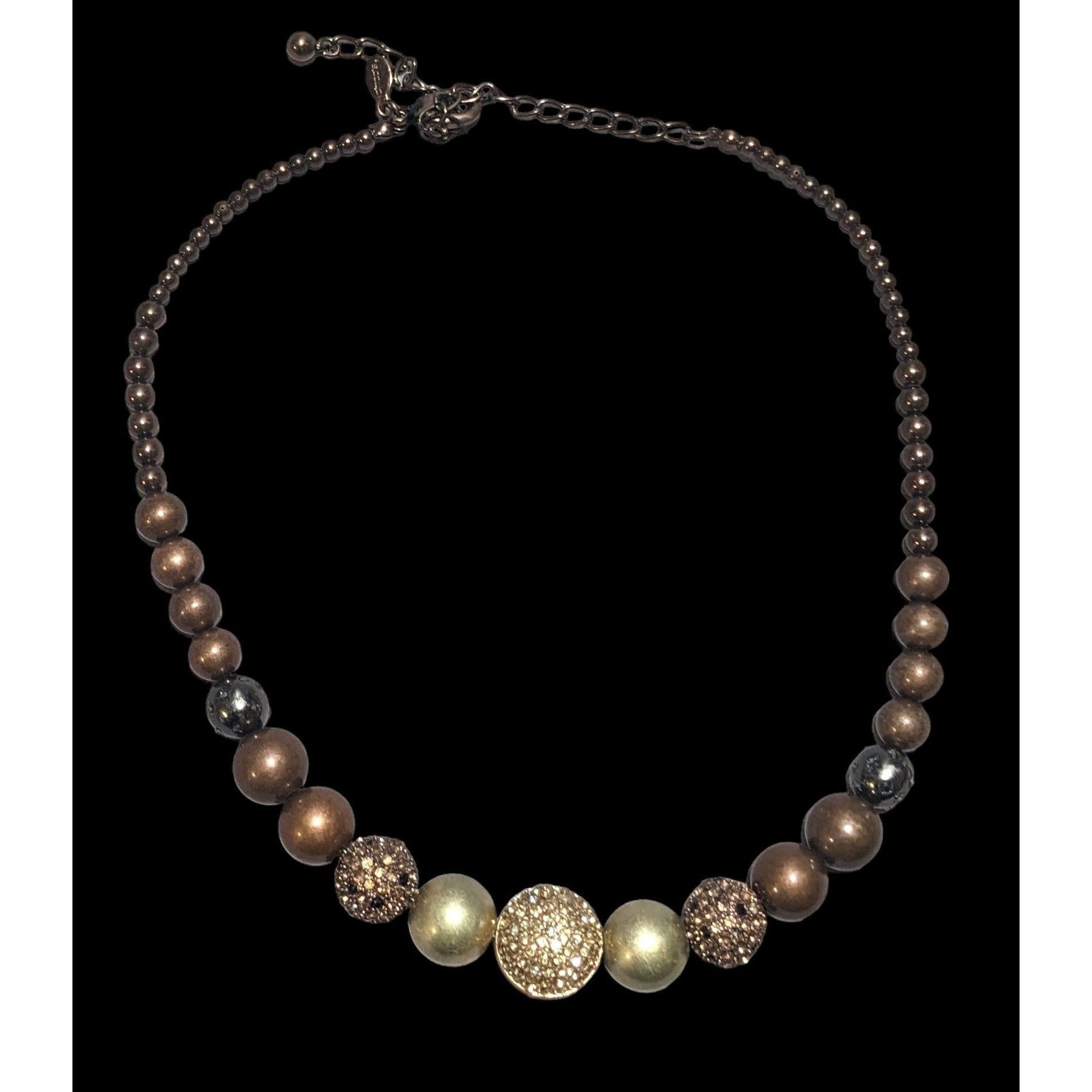 Chicos Chico's Vintage Brown & Gold Beaded Necklace Size ONE SIZE - 1 Thumbnail