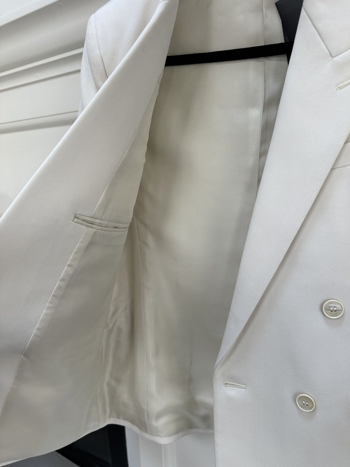 Saint Laurent Paris Ivory Double Breasted Suit Jacket Size 46R - 10 Thumbnail