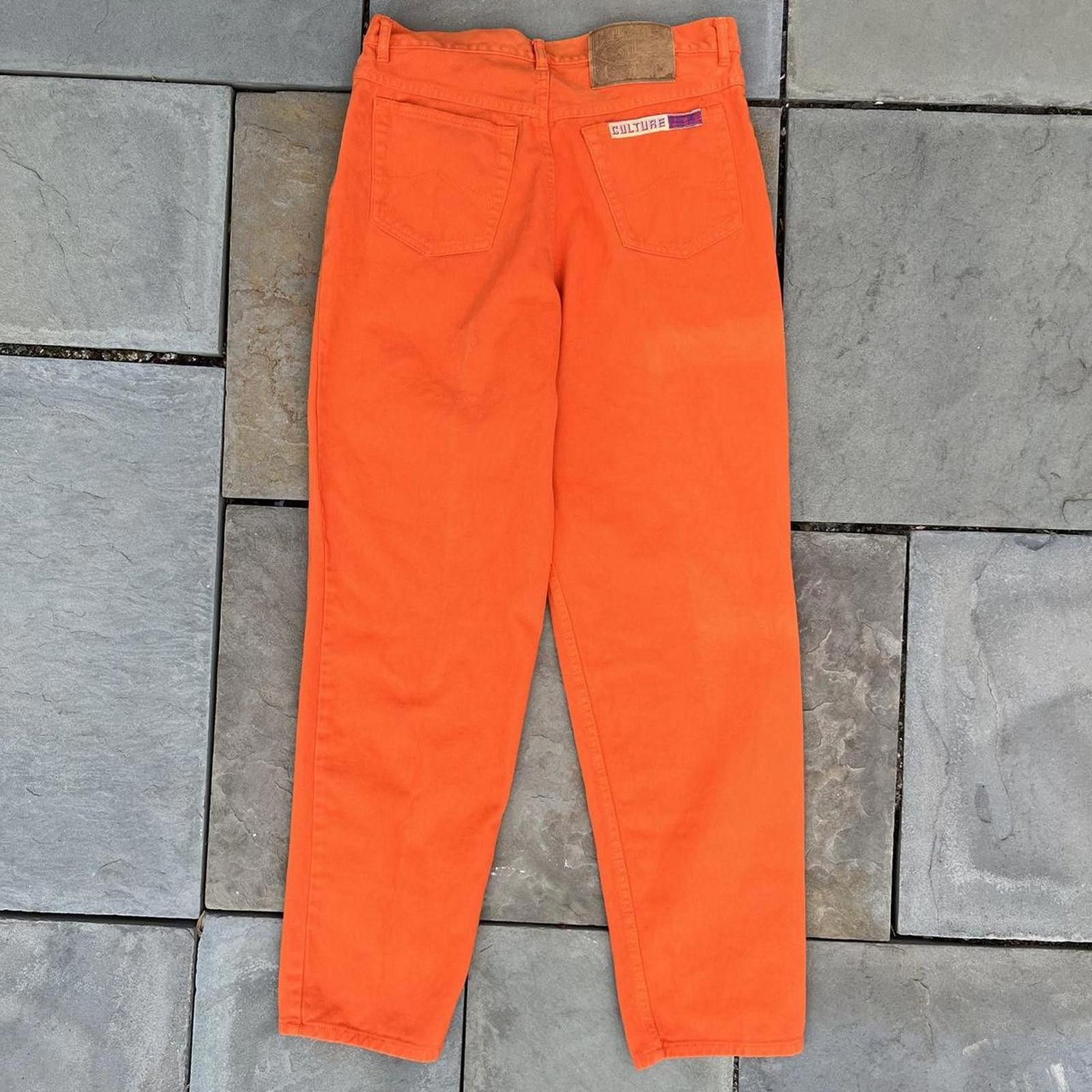 Vintage Vintage 90s Orange Denim Pleated Jeans Size US 33 - 1 Thumbnail