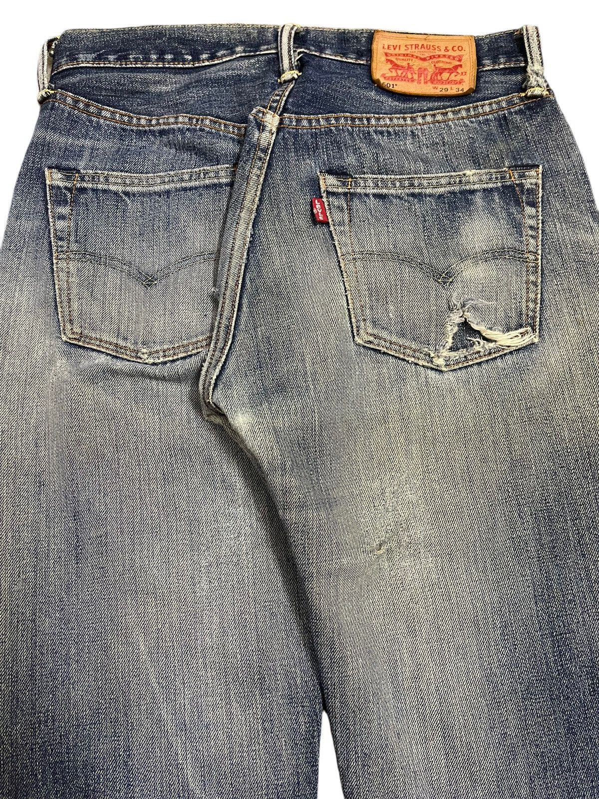Levi's Levis 501 Blue Faded Wash Distressed Style Jeans Size US 29 - 6 Thumbnail