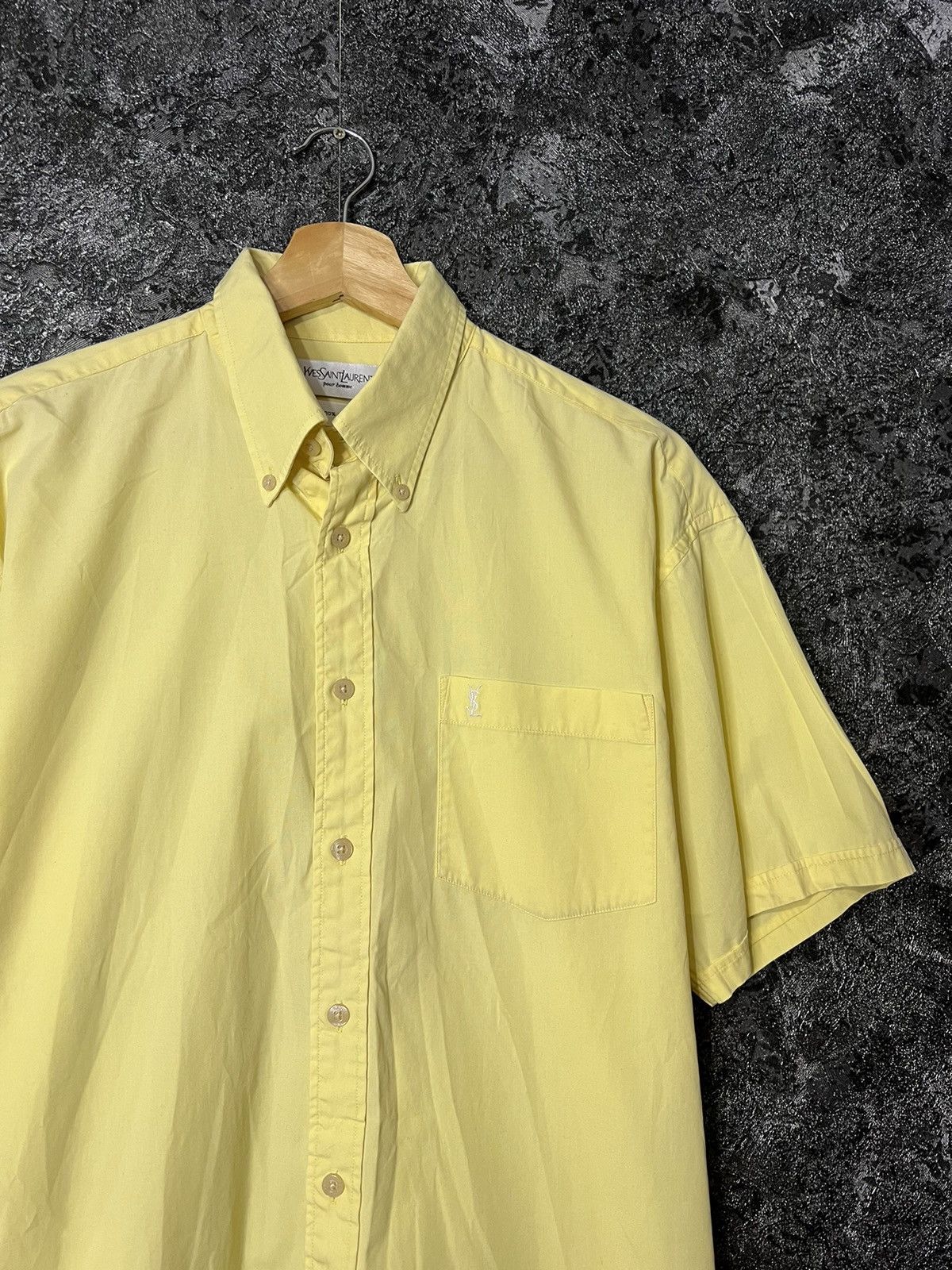 Vintage × Yves Saint Laurent Vintage Yves Saint Laurent Yellow Men's Shirt Button Up YSL Size US M / EU 48-50 / 2 - 2 Thumbnail