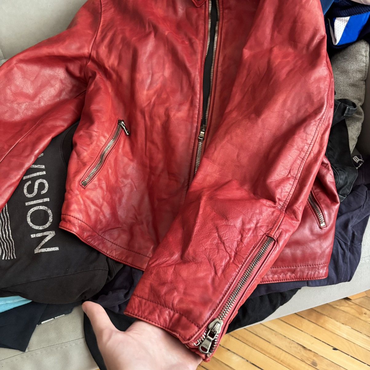 Vintage Vintage 1973 Italy Moto Real Red Leather Jacket Lampo Zip Size US M / EU 48-50 / 2 - 11 Thumbnail