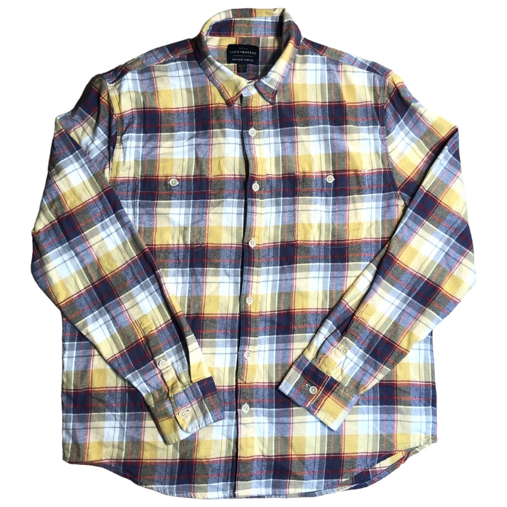 Lucky Brand Lucky Brand Flannel Shirt Mens XL Blue Yellow Plaid Long Sleeve Button-Up Casual Workwear Streetwear Vintage No Size US XL / EU 56 / 4 - 2 Thumbnail