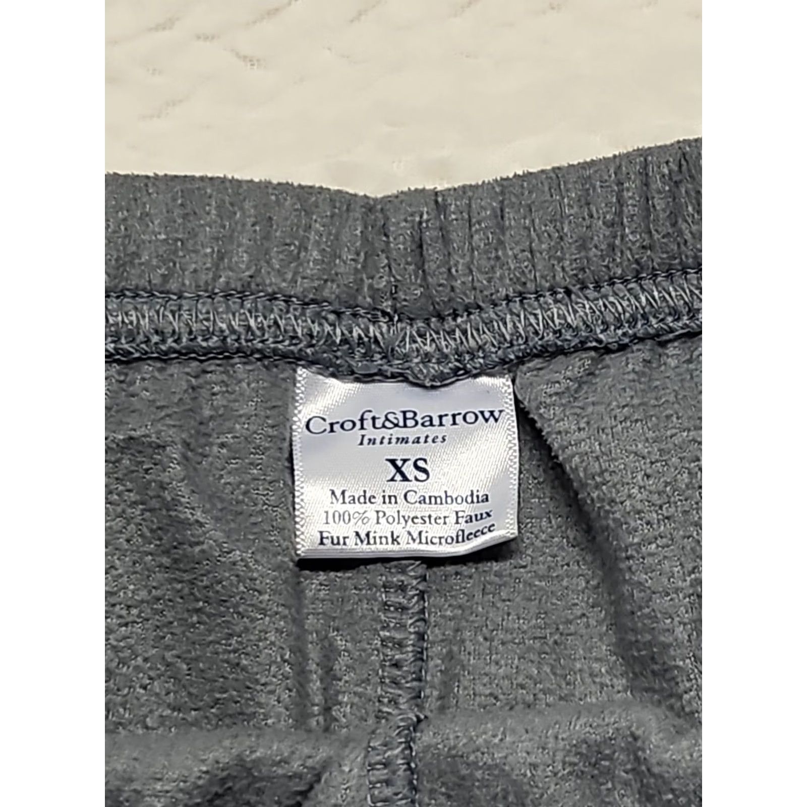 Croft & Barrow VINTAGE Croft & Barrow Intimates Pajama Set Women XS Charcoal Grey Striped Fleece Warm Winter Fall Spring Womens Size ONE SIZE - 3 Thumbnail